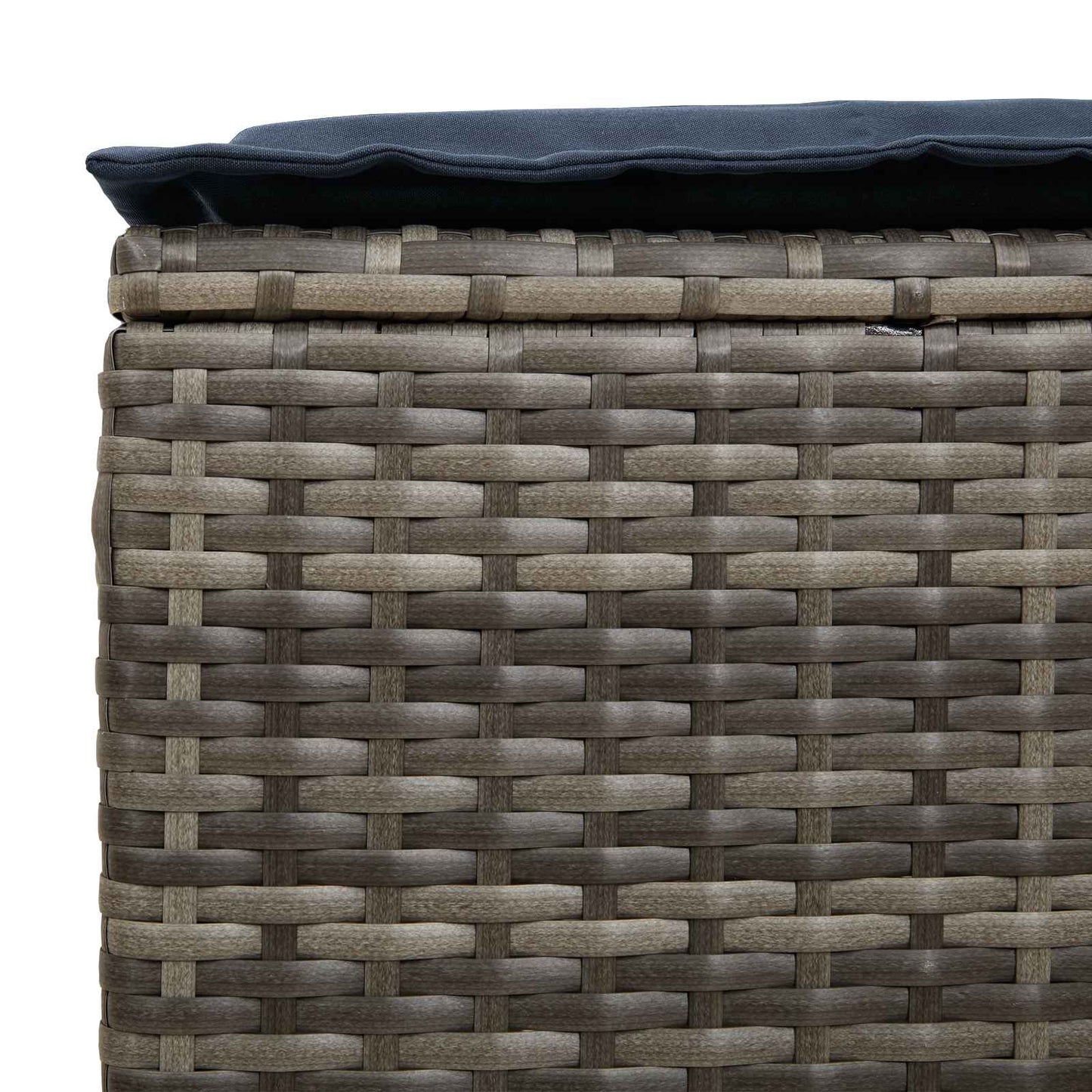2 Stk. Garten-Fußhocker PE-Rattan Grau und Marineblau