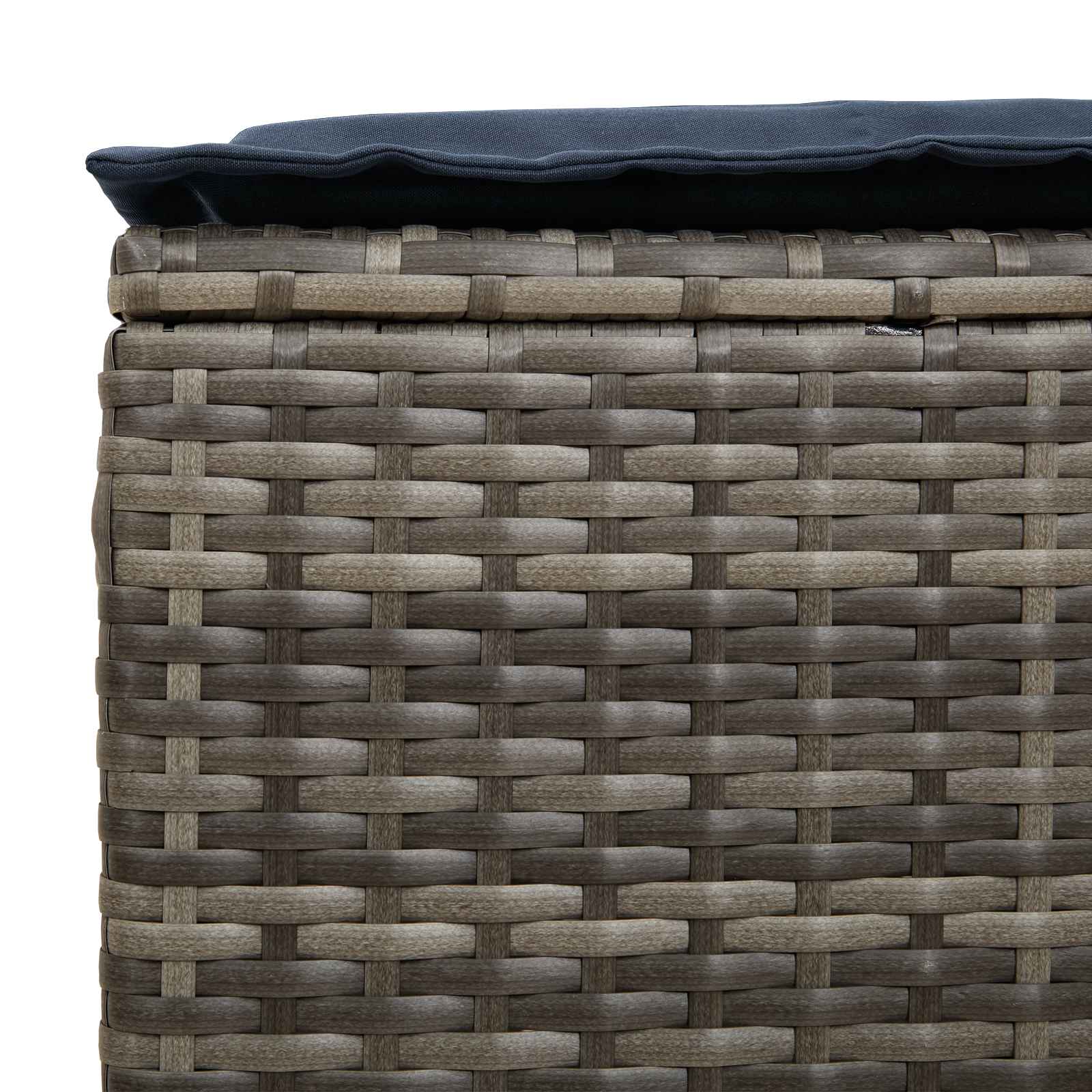 2 Stk. Garten-Fußhocker PE-Rattan Grau und Marineblau