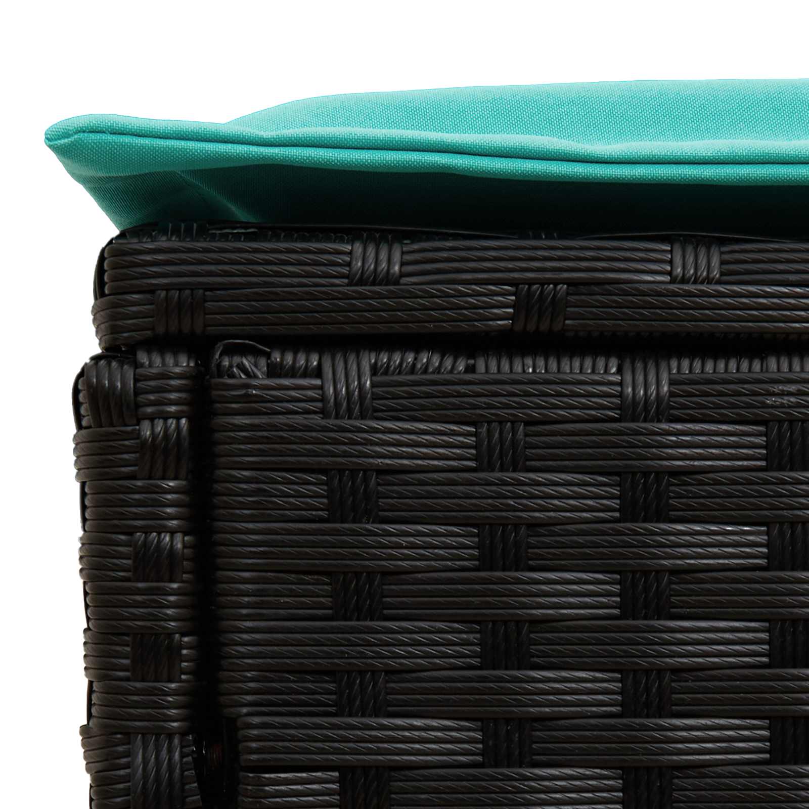 2 Stk. Garten-Fußhocker PE-Rattan Schwarz und Türkis