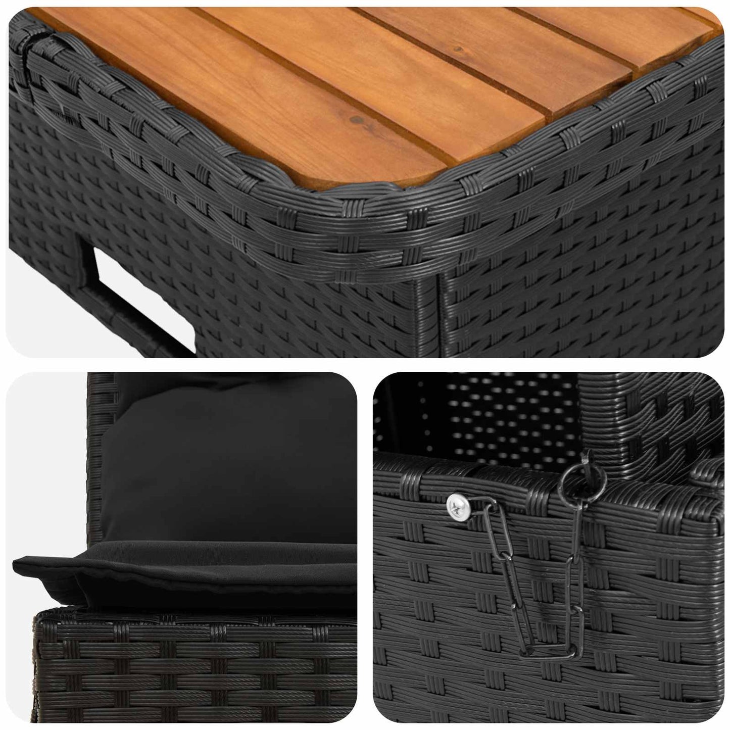 2 Stück Garten Mittel Sofa Mit Hochklapptisch Poly-Rattan