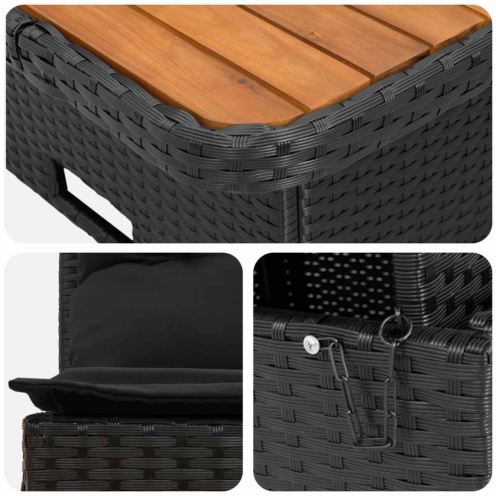2 Stück Garten Mittel Sofa Mit Hochklapptisch Poly-Rattan