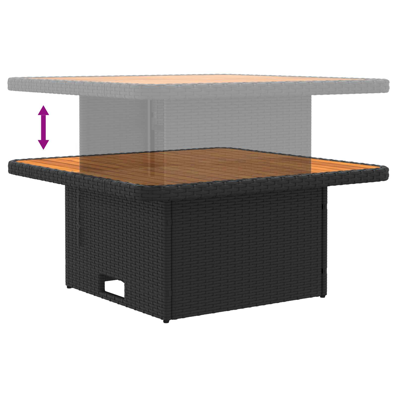 2 Stück Garten Mittel Sofa Mit Hochklapptisch Poly-Rattan