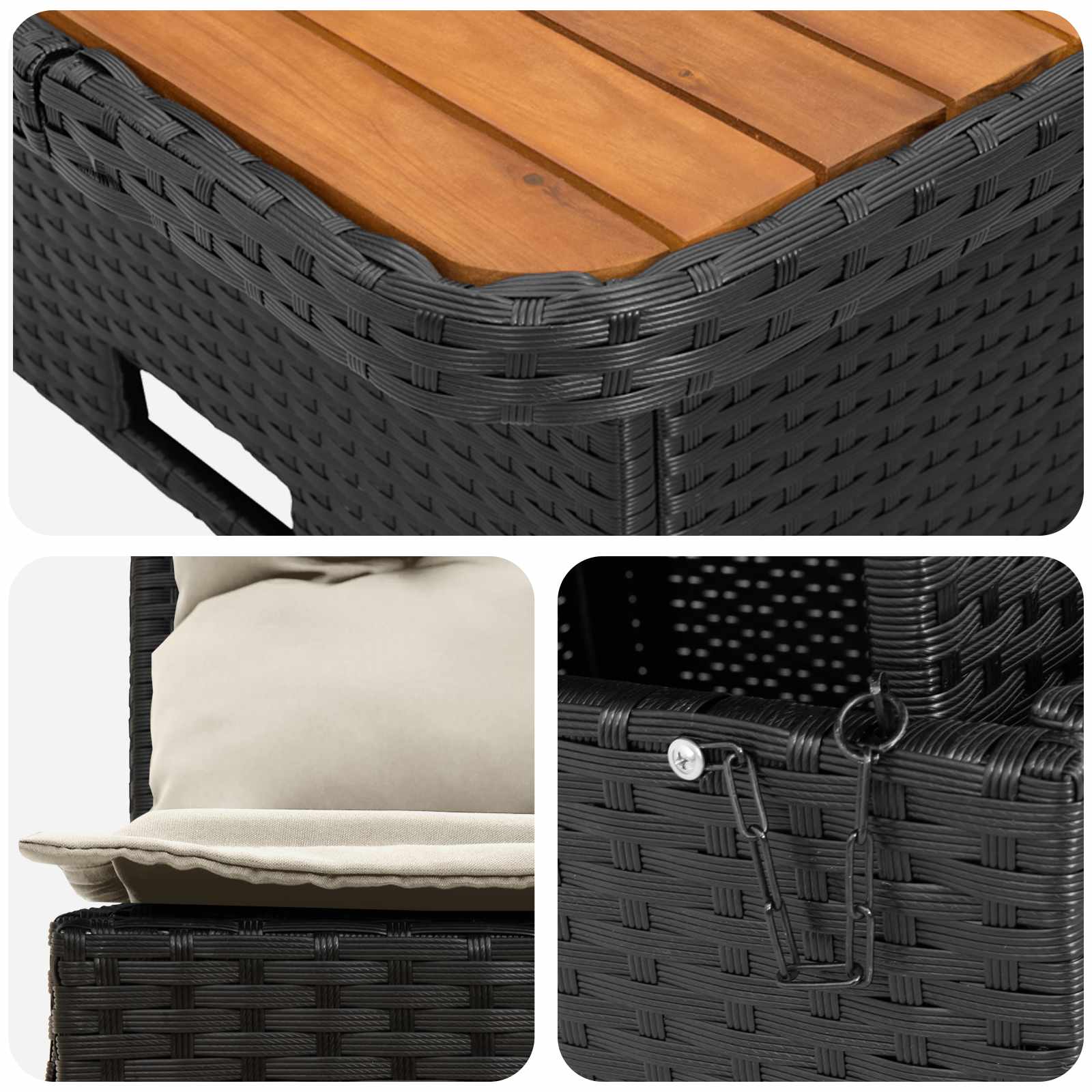 2 Stück Garten Mittel Sofa Mit Hochklapptisch Poly-Rattan