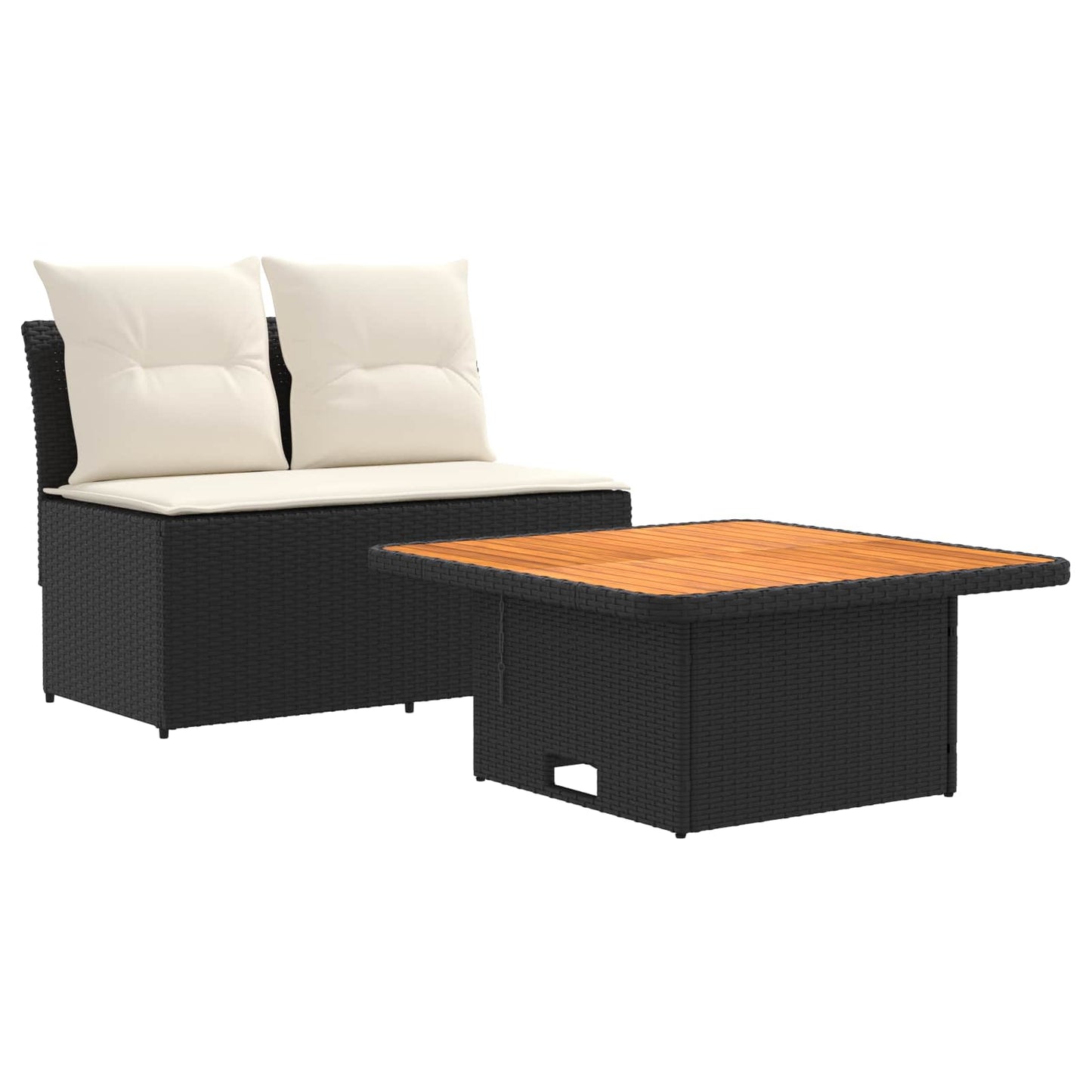 2 Stück Garten Mittel Sofa Mit Hochklapptisch Poly-Rattan
