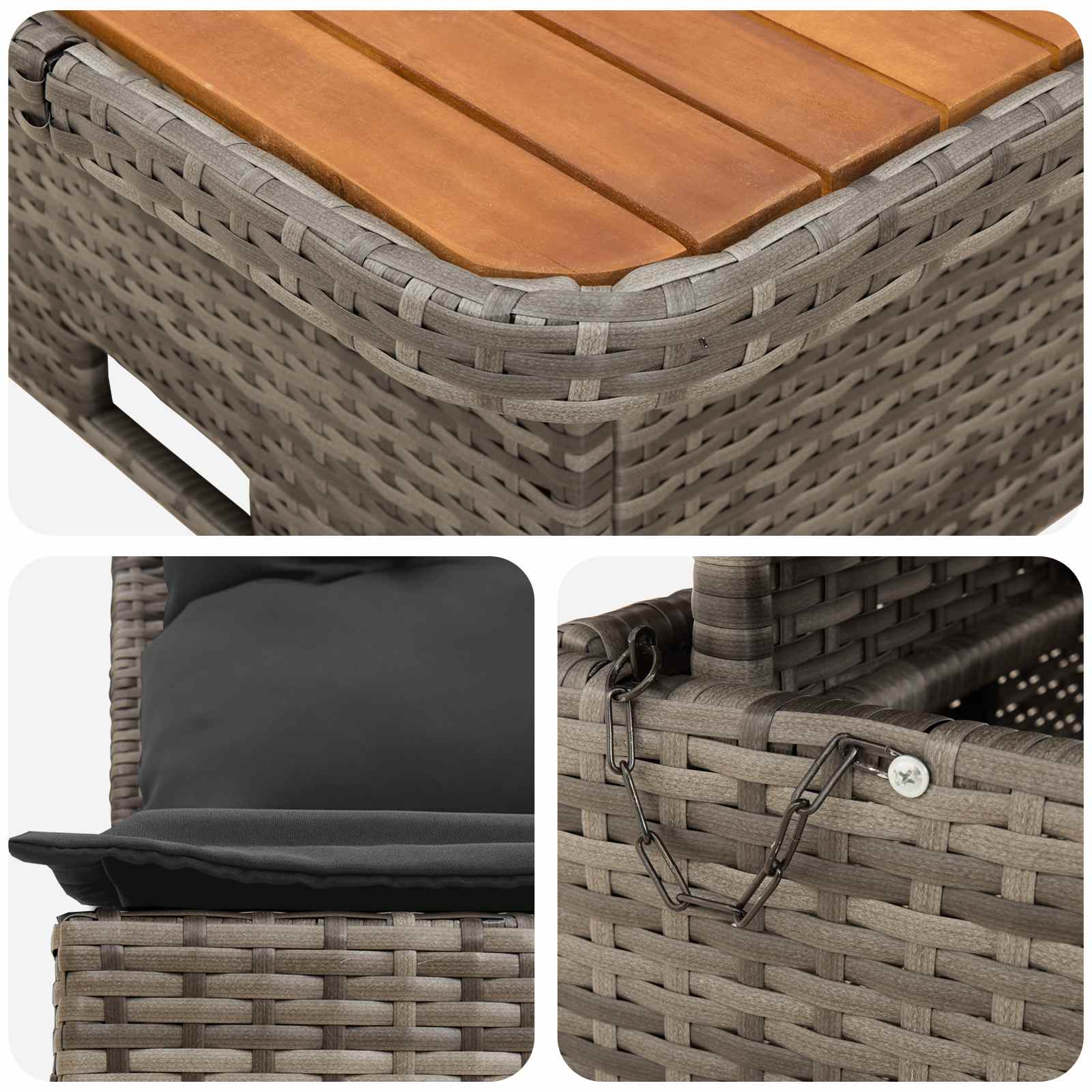 2 Stück Garten Mittel Sofa Mit Hochklapptisch Poly-Rattan