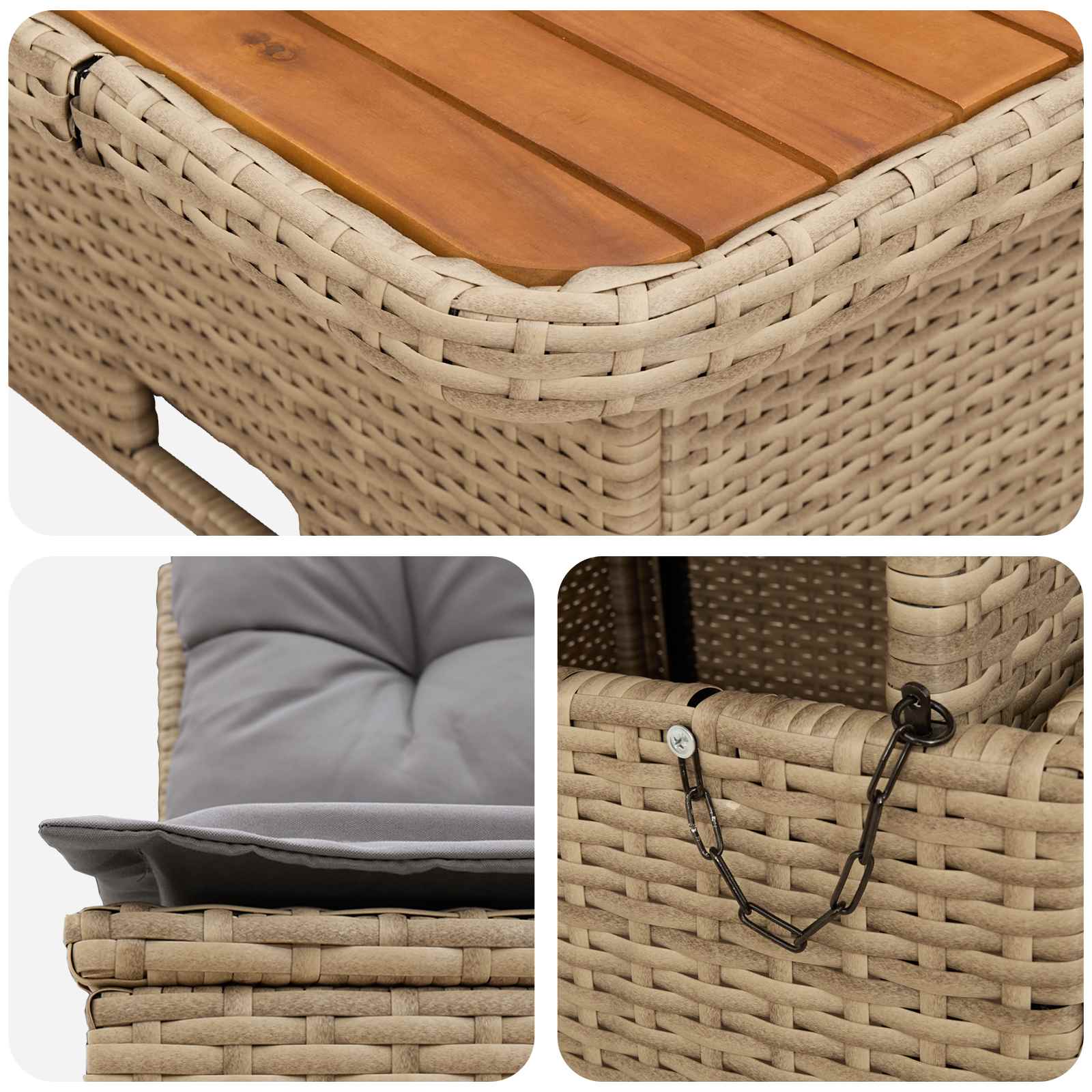 2 Stück Garten Mittel Sofa Mit Hochklapptisch Poly-Rattan