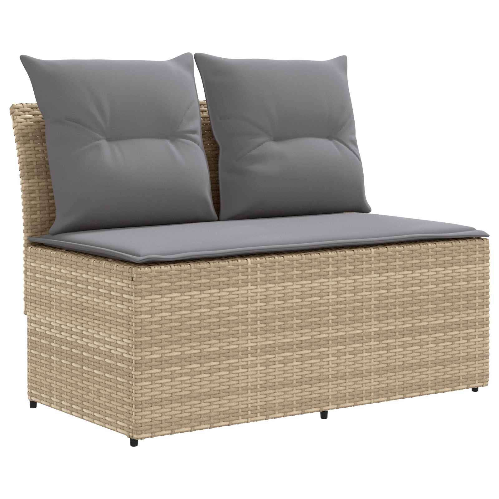 2 Stück Garten Mittel Sofa Mit Hochklapptisch Poly-Rattan