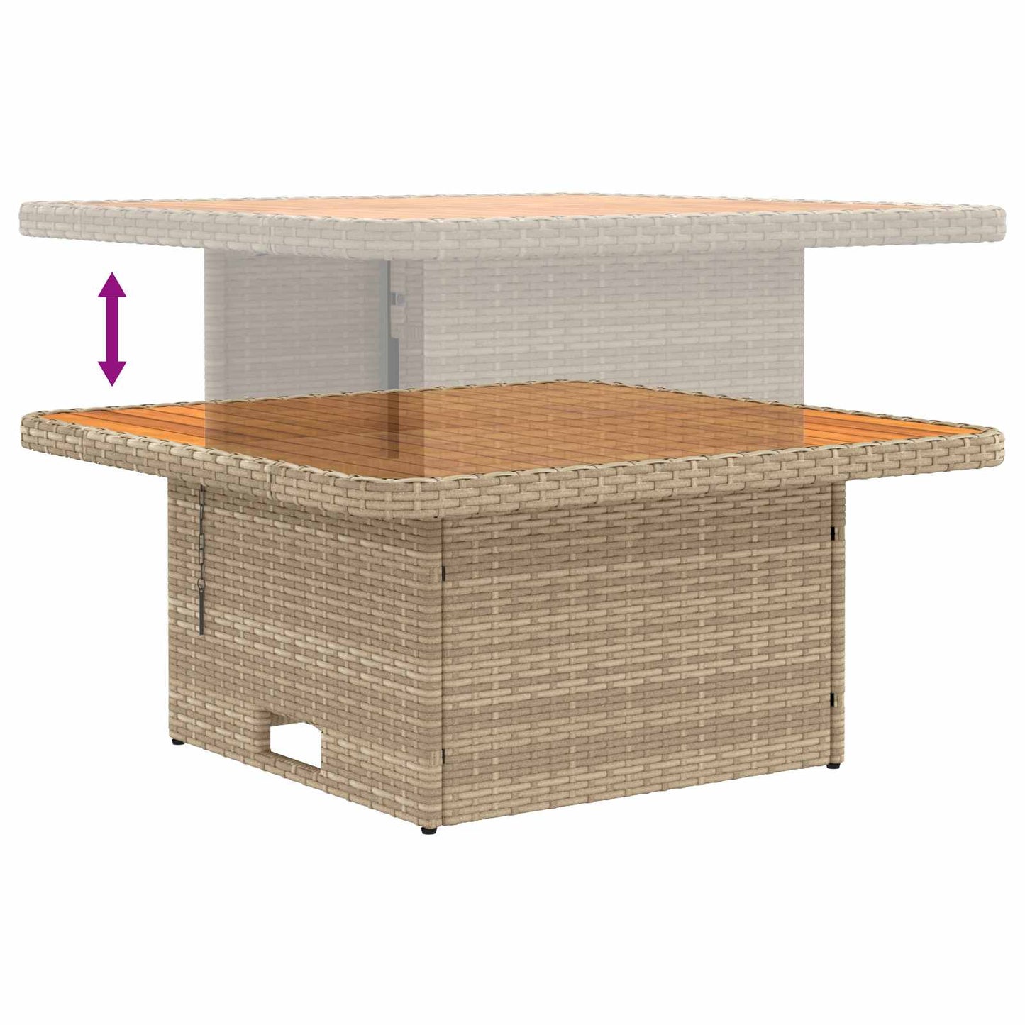 2 Stück Garten Mittel Sofa Mit Hochklapptisch Poly-Rattan