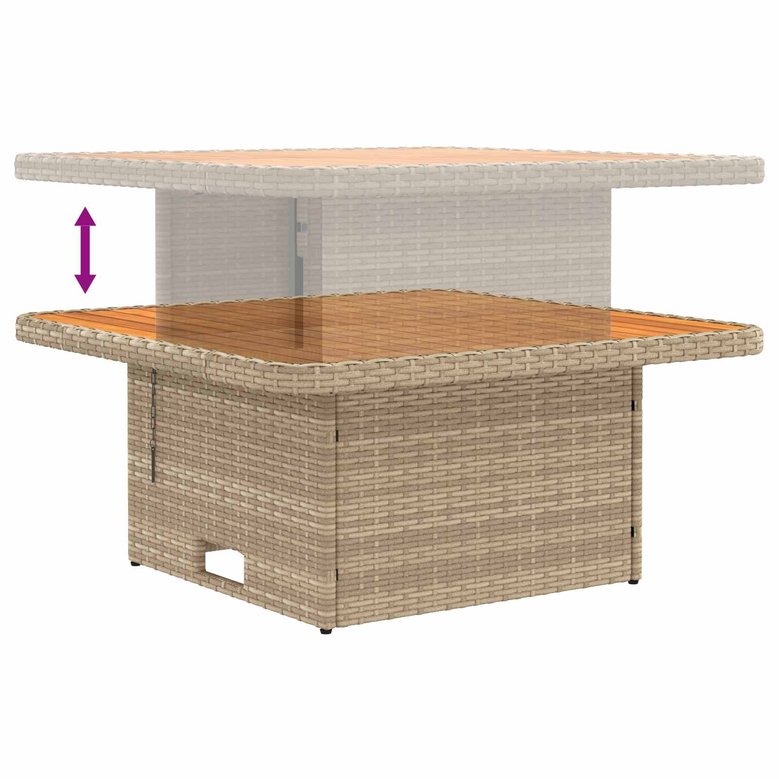 2 Stück Garten Mittel Sofa Mit Hochklapptisch Poly-Rattan