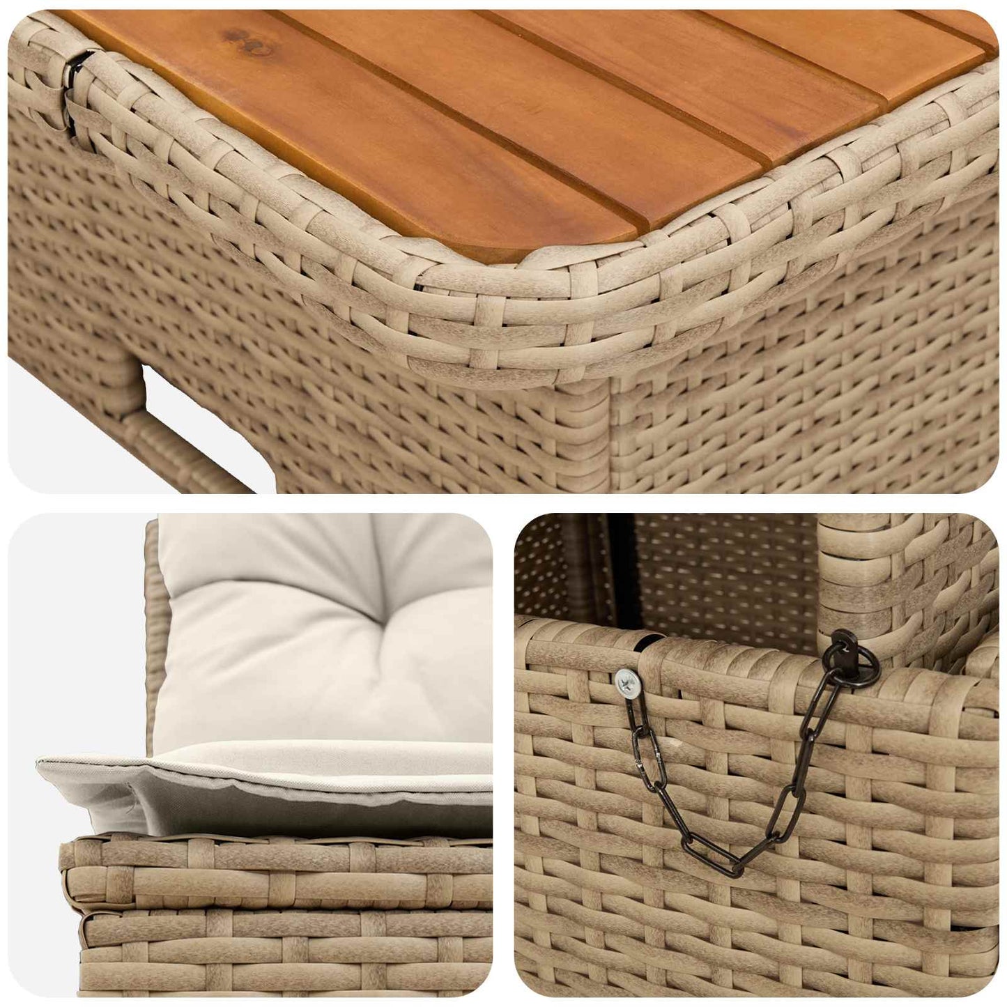 2 Stück Garten Mittel Sofa Mit Hochklapptisch Poly-Rattan