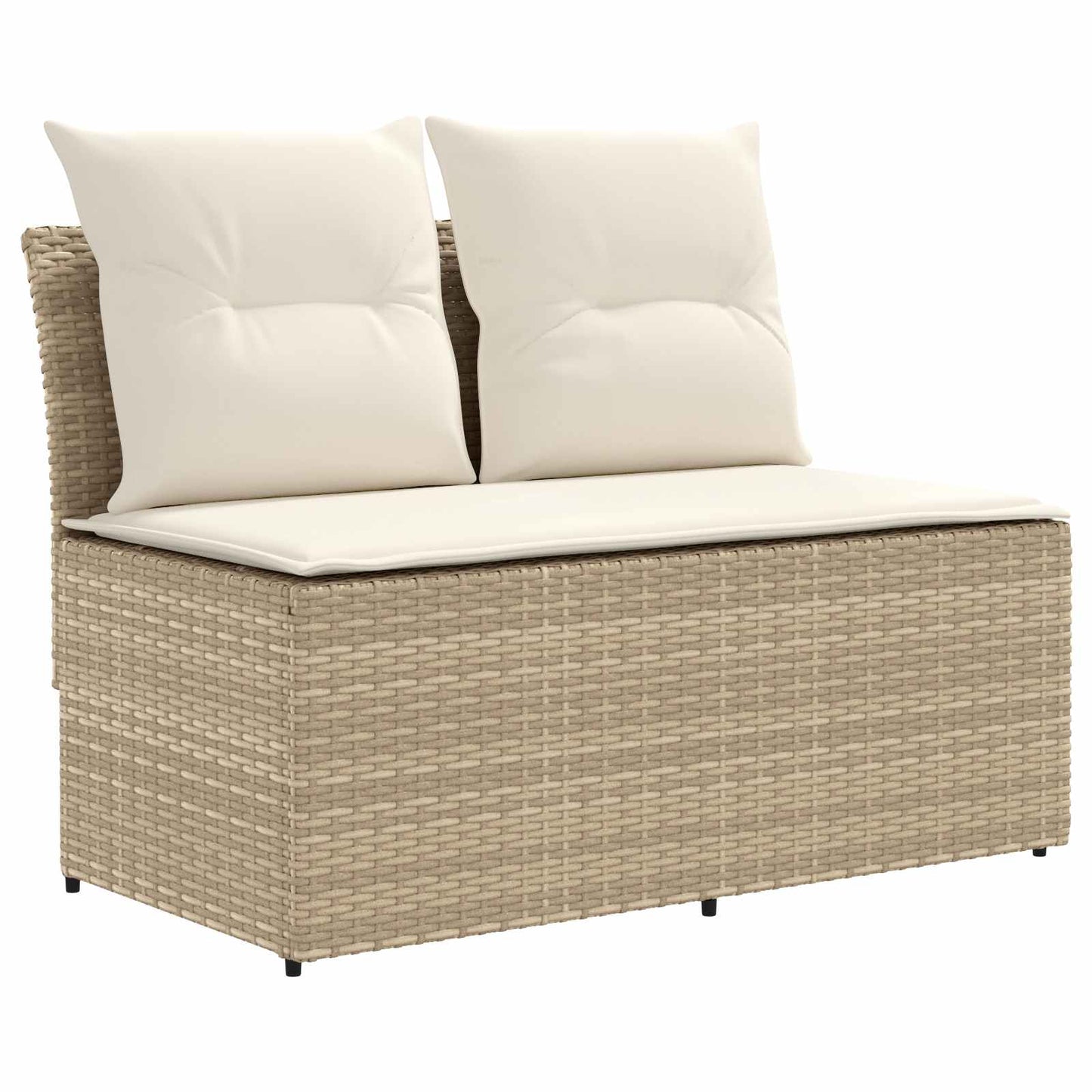 2 Stück Garten Mittel Sofa Mit Hochklapptisch Poly-Rattan