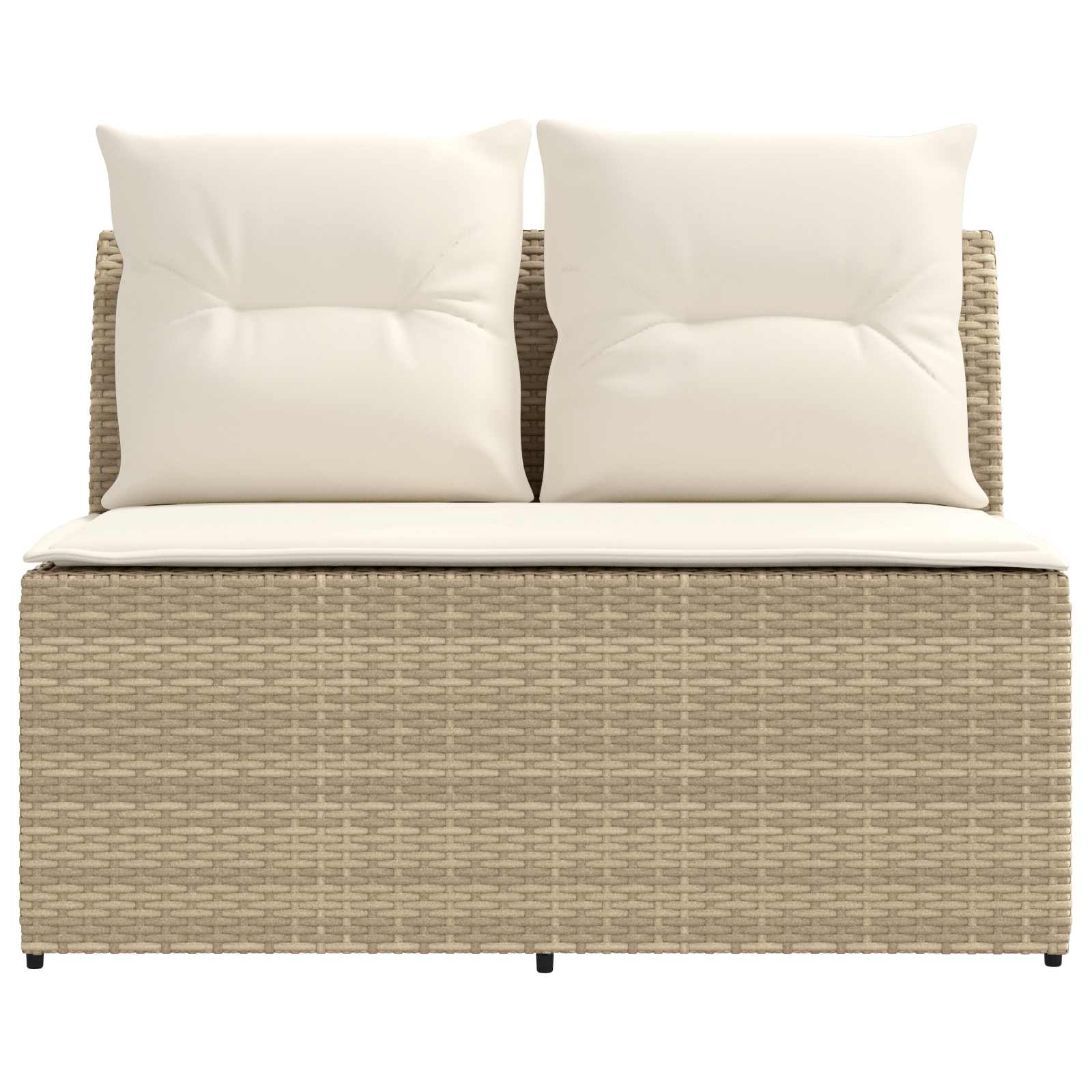 2 Stück Garten Mittel Sofa Mit Hochklapptisch Poly-Rattan