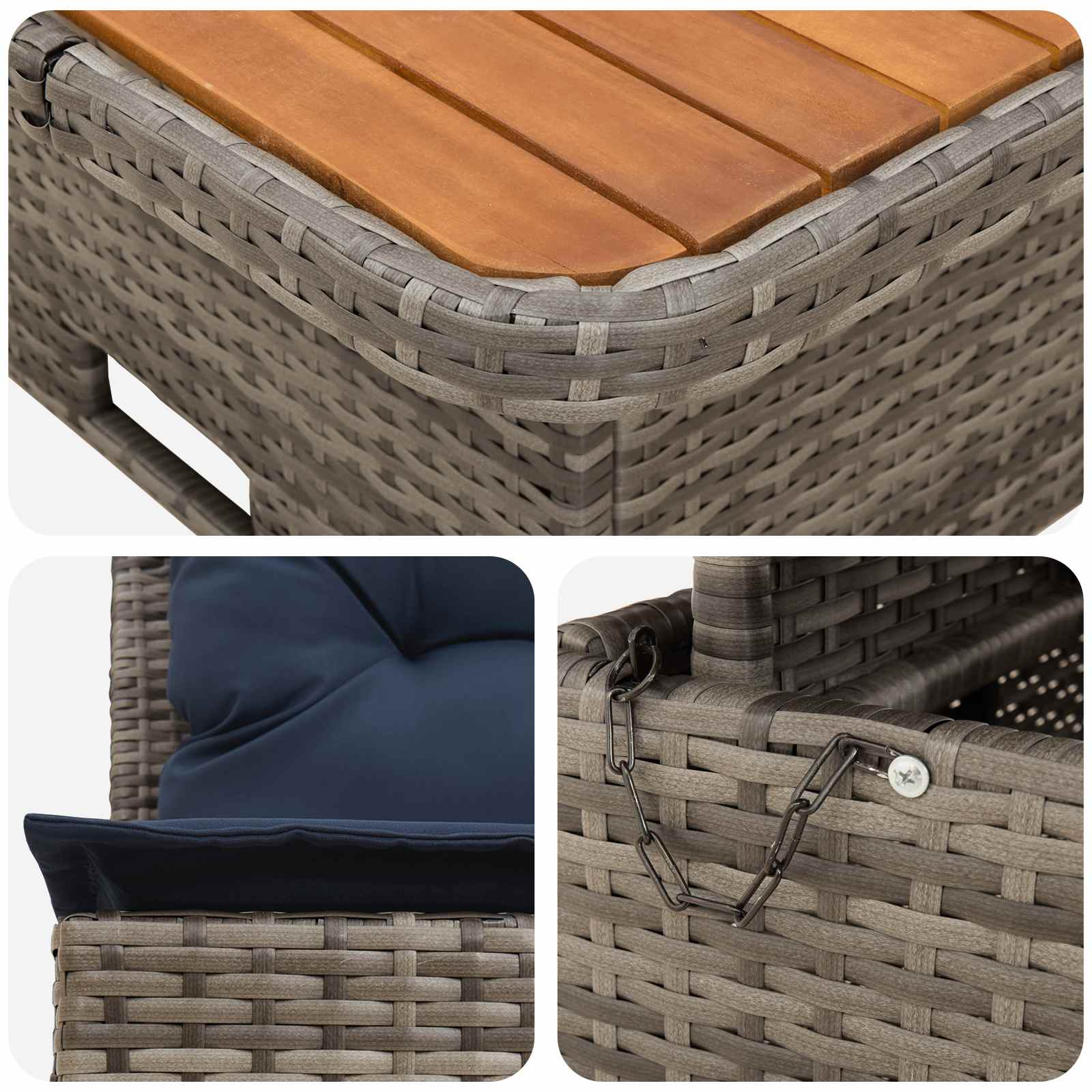 2 Stück Garten Mittel Sofa Mit Hochklapptisch Poly-Rattan