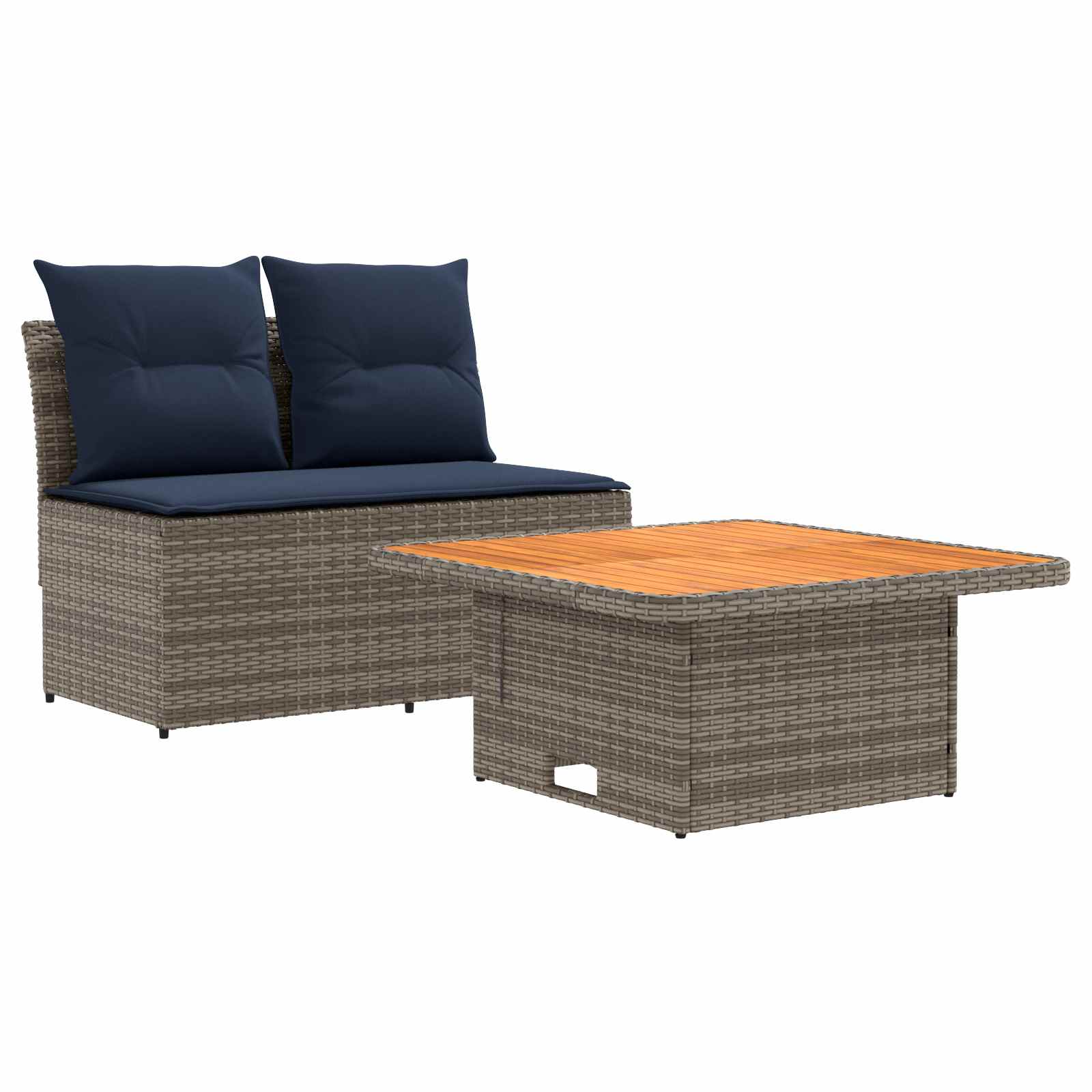 2 Stück Garten Mittel Sofa Mit Hochklapptisch Poly-Rattan