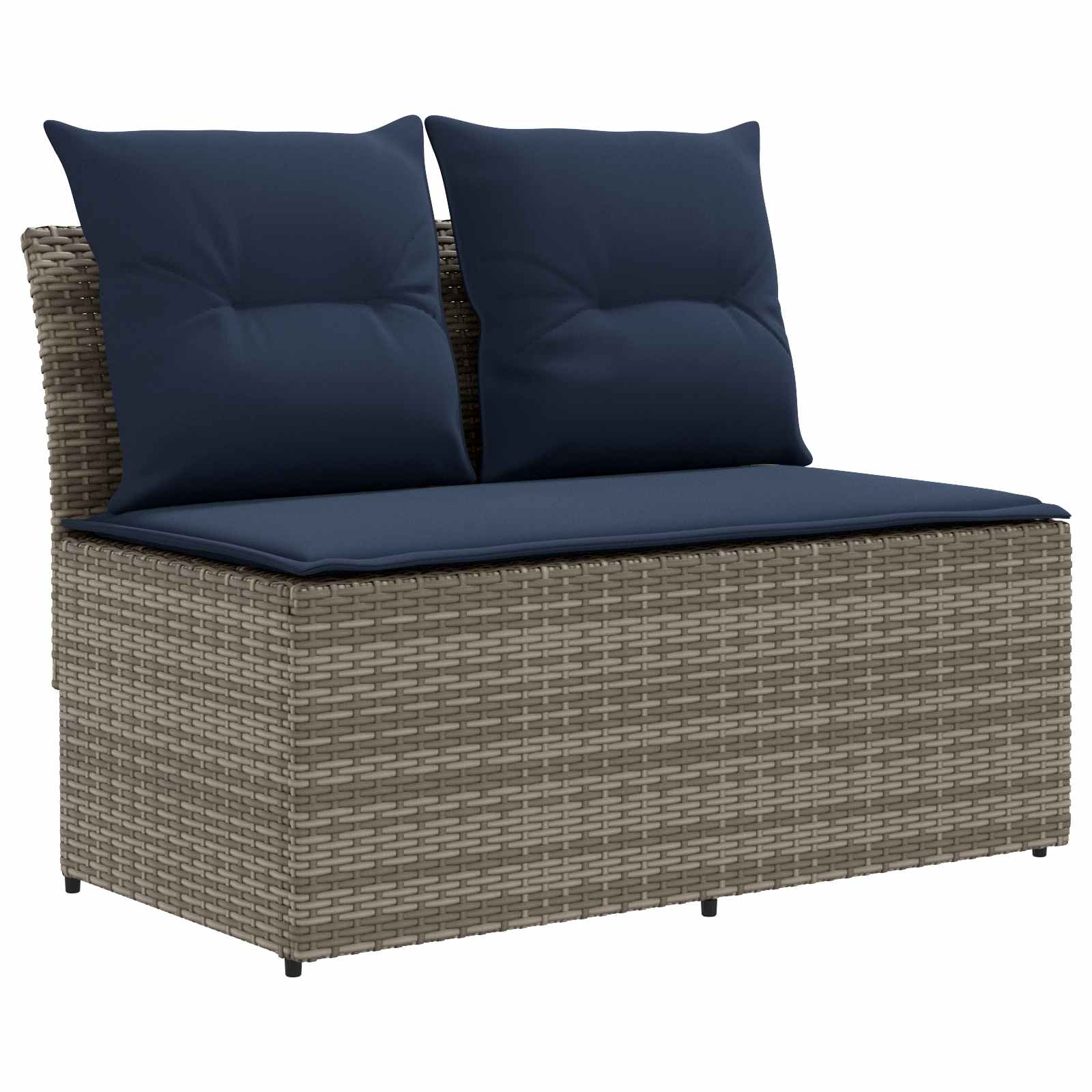 2 Stück Garten Mittel Sofa Mit Hochklapptisch Poly-Rattan