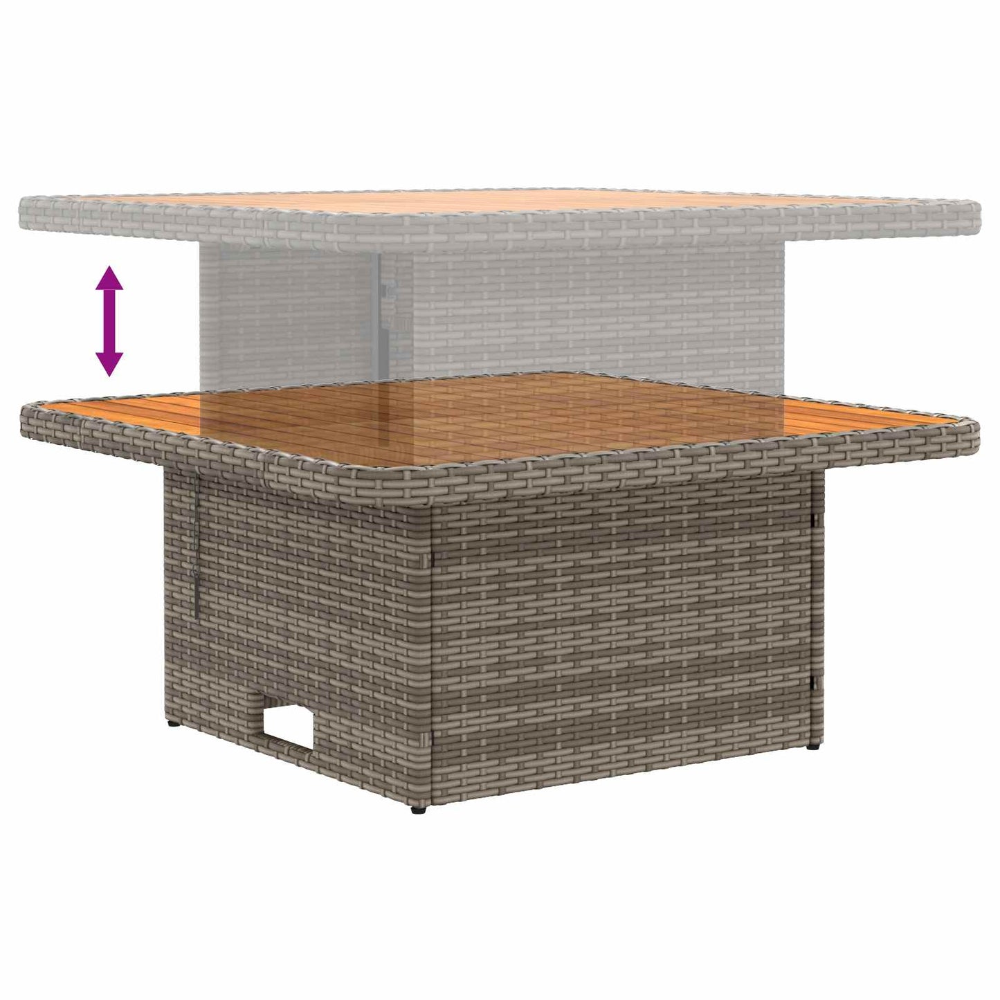 2 Stück Garten Mittel Sofa Mit Hochklapptisch Poly-Rattan