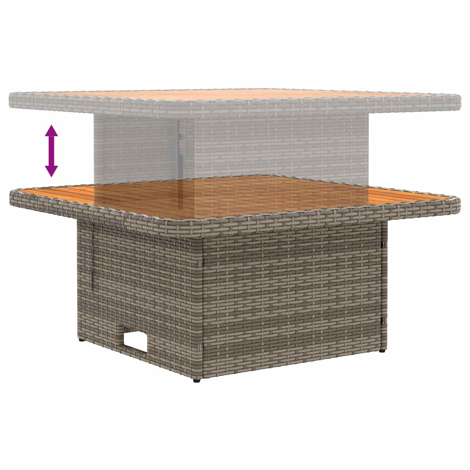 2 Stück Garten Mittel Sofa Mit Hochklapptisch Poly-Rattan