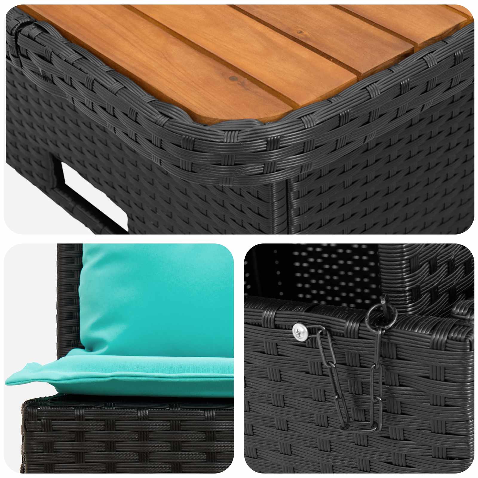 2 Stück Garten Mittel Sofa Mit Hochklapptisch Poly-Rattan