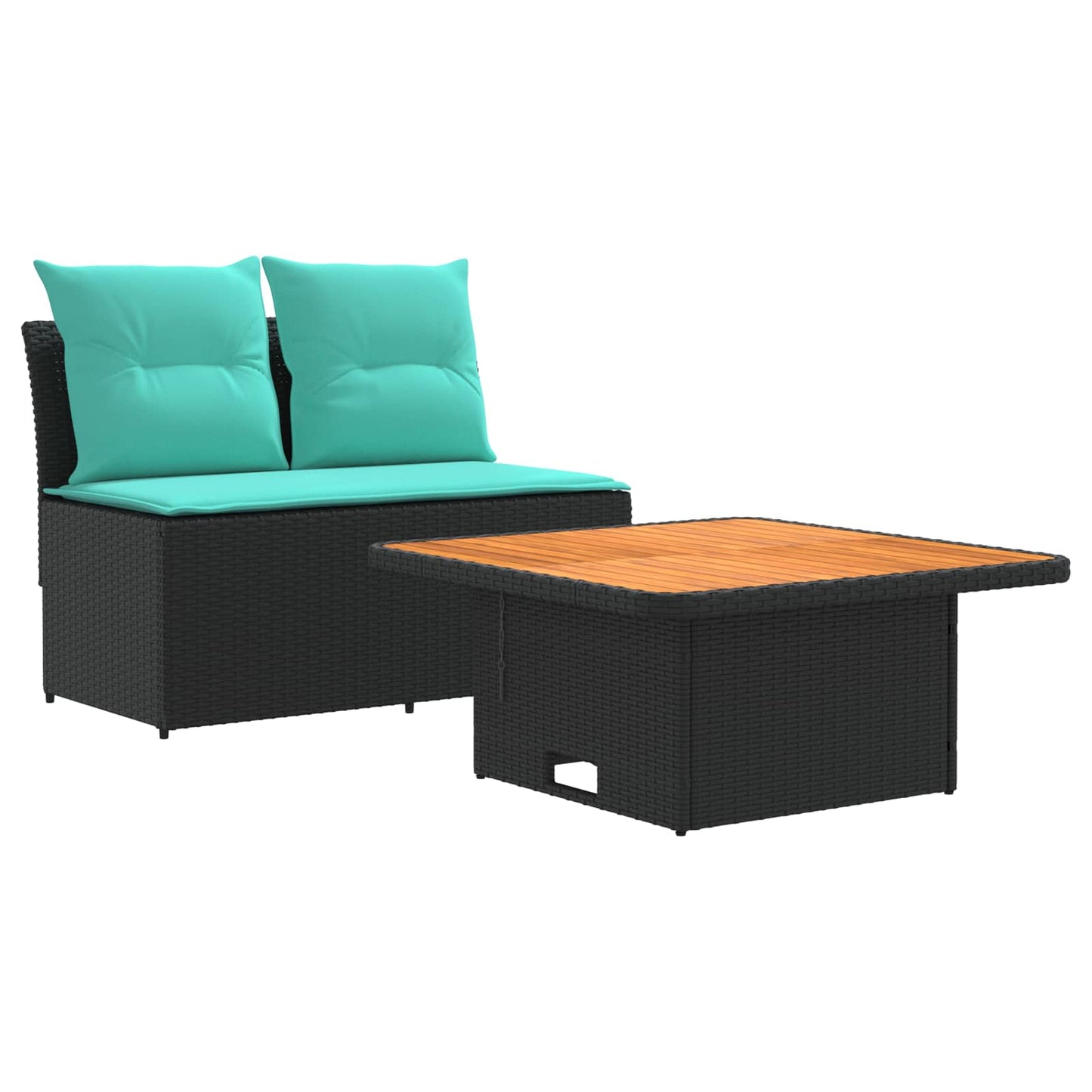 2 Stück Garten Mittel Sofa Mit Hochklapptisch Poly-Rattan