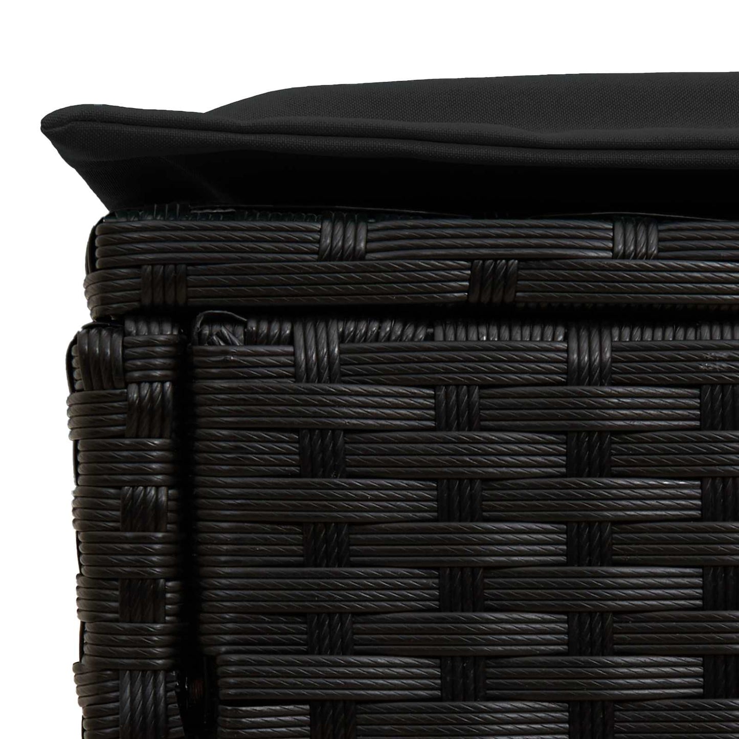 Garten-Fußhocker mit Kissen Schwarz 80 x 38 x 45 cm PE-Rattan