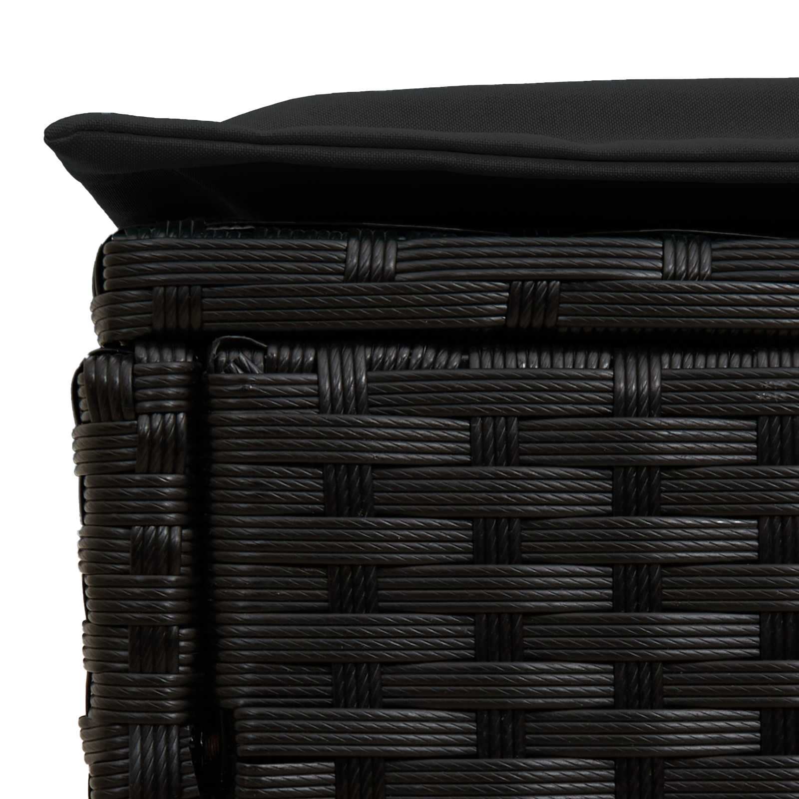 Garten-Fußhocker mit Kissen Schwarz 80 x 38 x 45 cm PE-Rattan