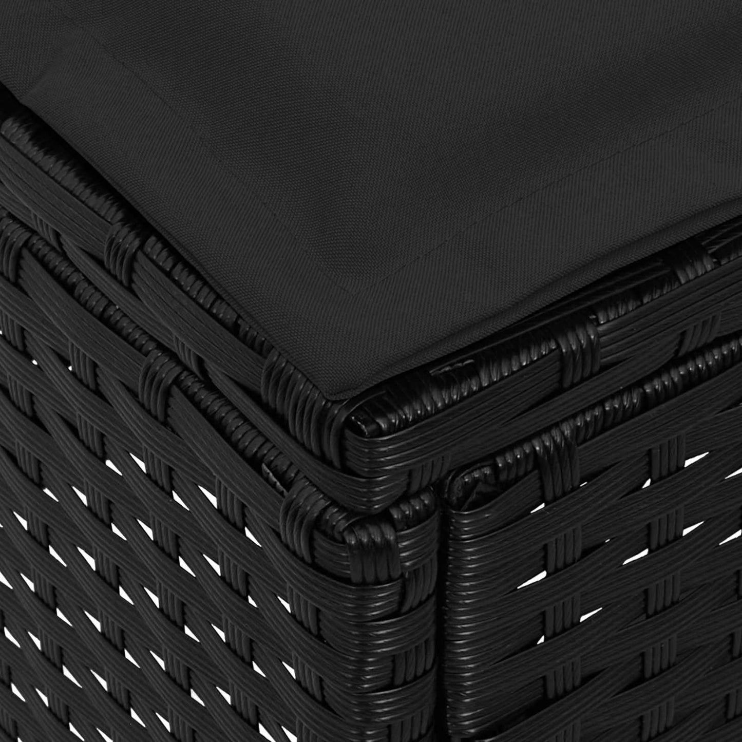 Garten-Fußhocker mit Kissen Schwarz 80 x 38 x 45 cm PE-Rattan