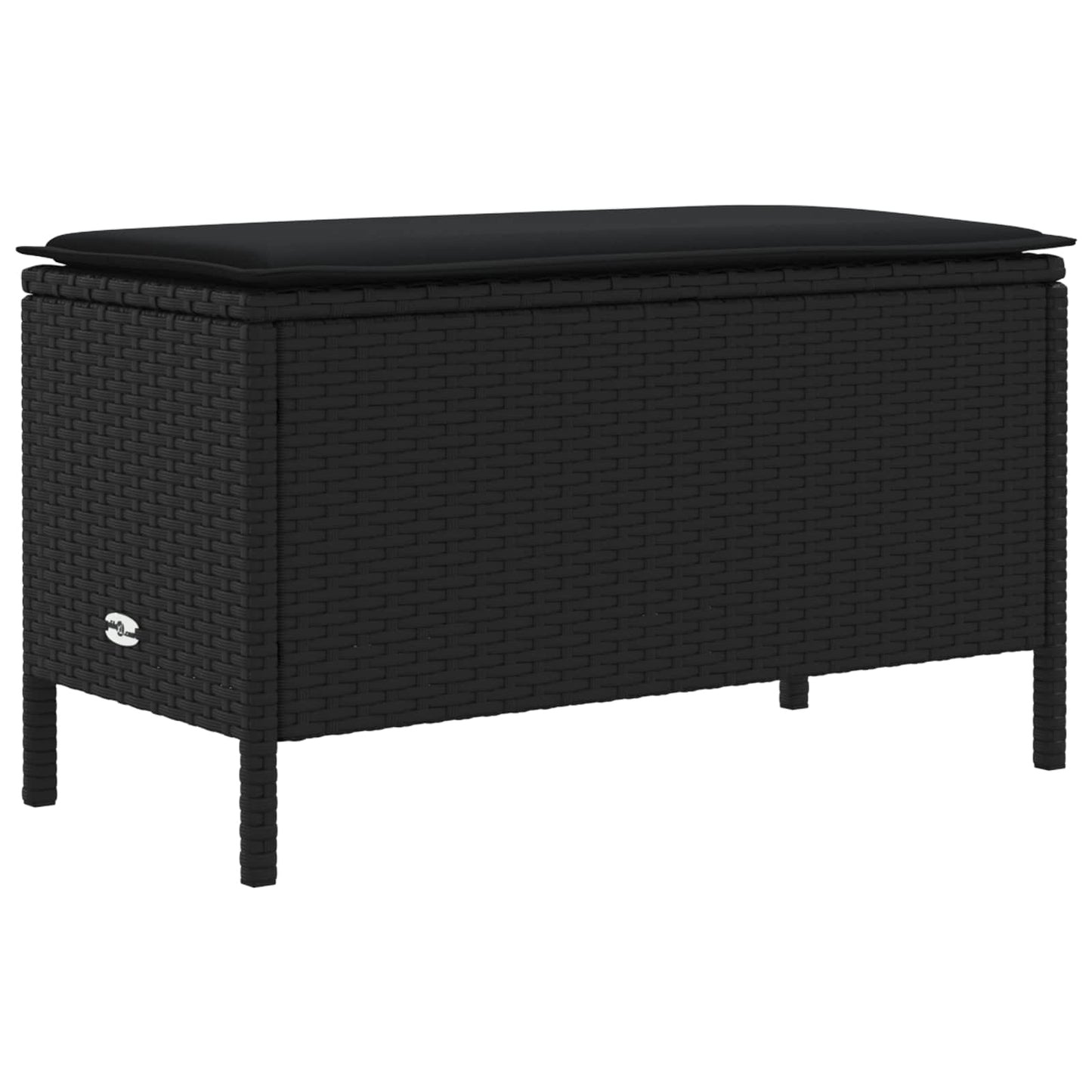 Garten-Fußhocker mit Kissen Schwarz 80 x 38 x 45 cm PE-Rattan