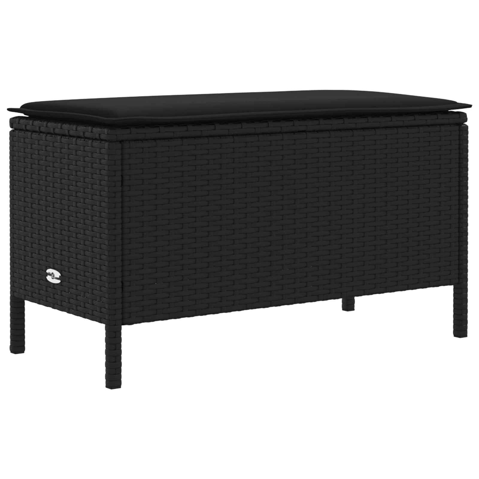 Garten-Fußhocker mit Kissen Schwarz 80 x 38 x 45 cm PE-Rattan