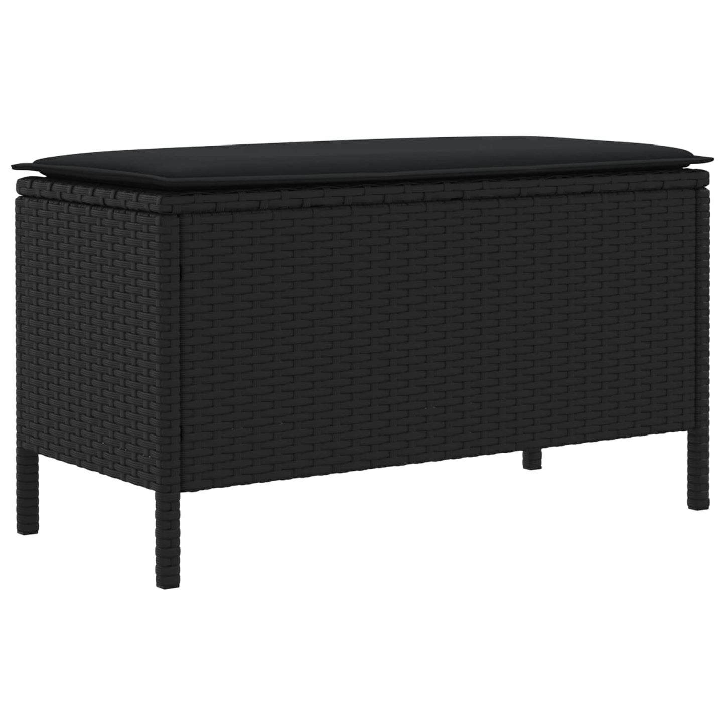 Garten-Fußhocker mit Kissen Schwarz 80 x 38 x 45 cm PE-Rattan