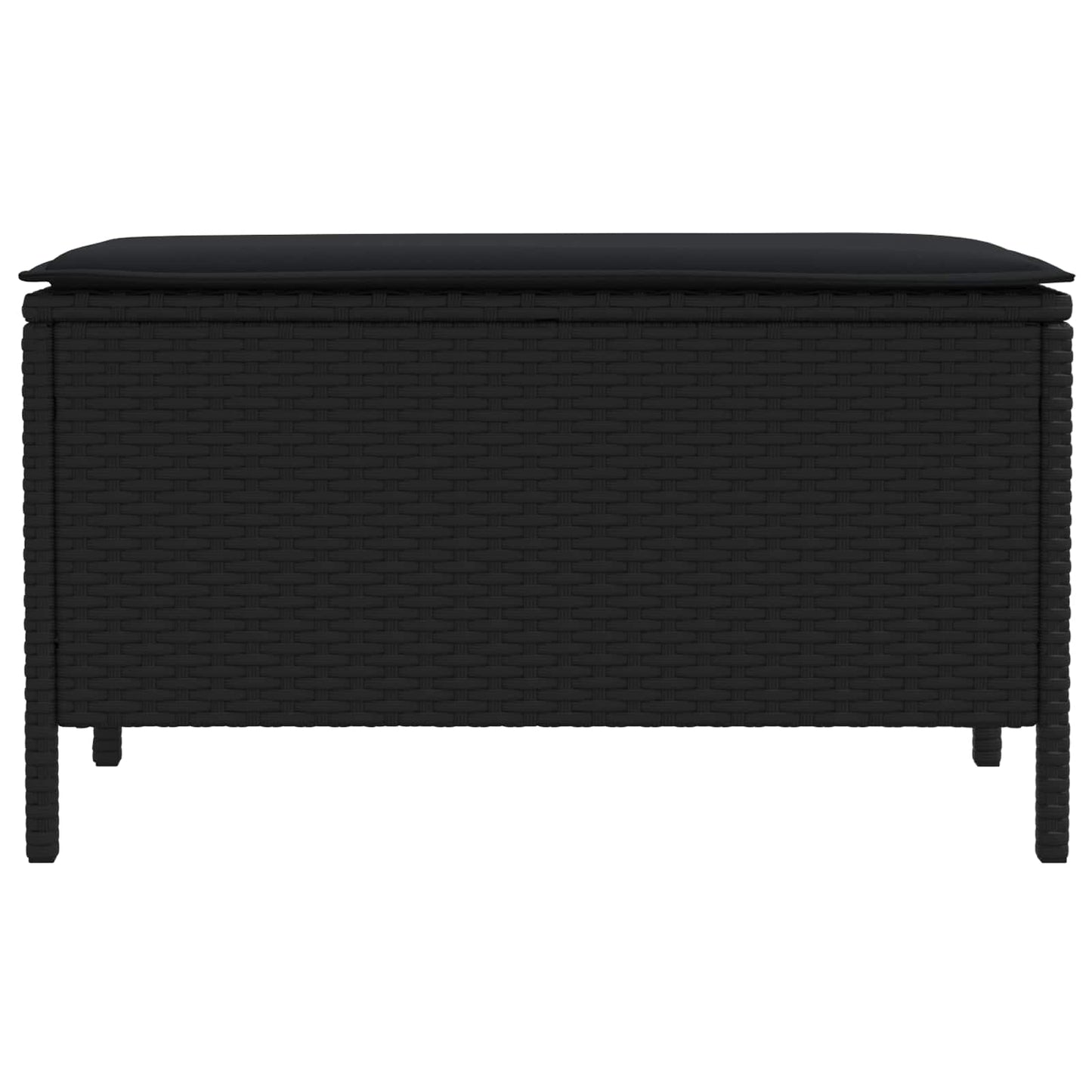 Garten-Fußhocker mit Kissen Schwarz 80 x 38 x 45 cm PE-Rattan