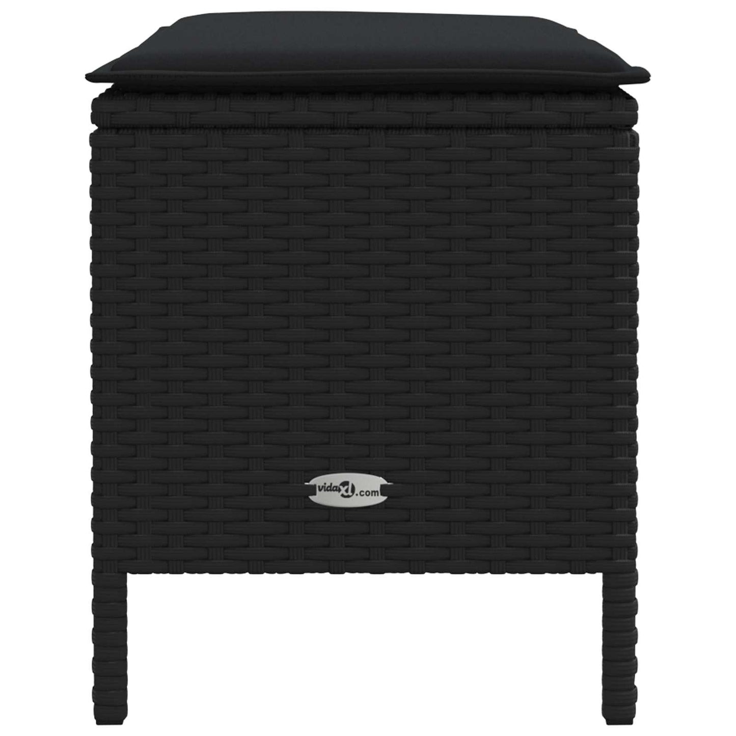 Garten-Fußhocker mit Kissen Schwarz 80 x 38 x 45 cm PE-Rattan