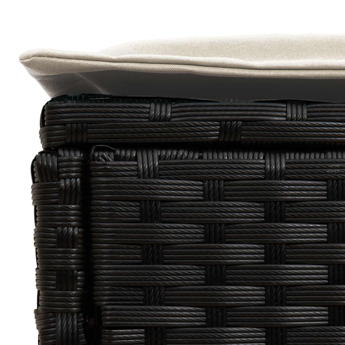 Garten-Fußhocker Schwarz und Creme 80 x 38 x 45 cm PE-Rattan