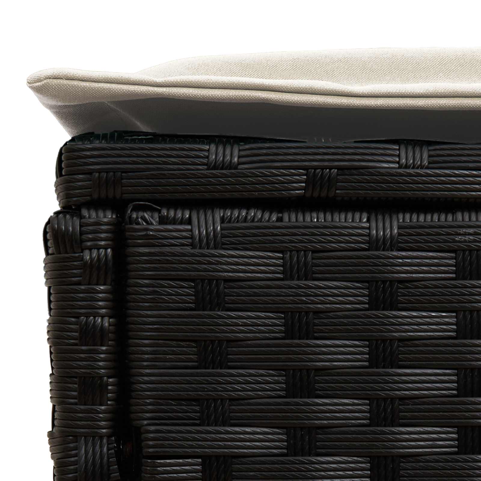 Garten-Fußhocker Schwarz und Creme 80 x 38 x 45 cm PE-Rattan
