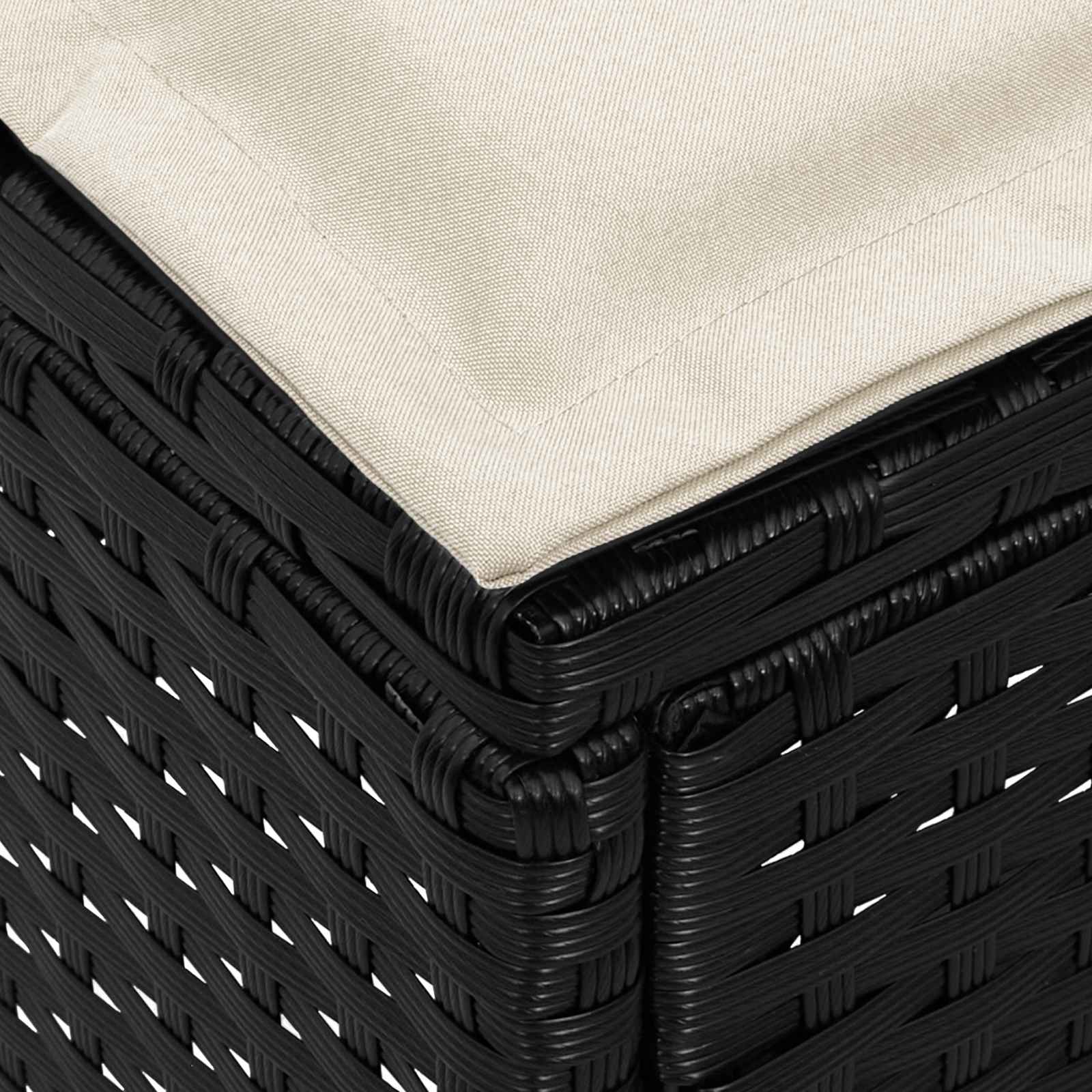Garten-Fußhocker Schwarz und Creme 80 x 38 x 45 cm PE-Rattan