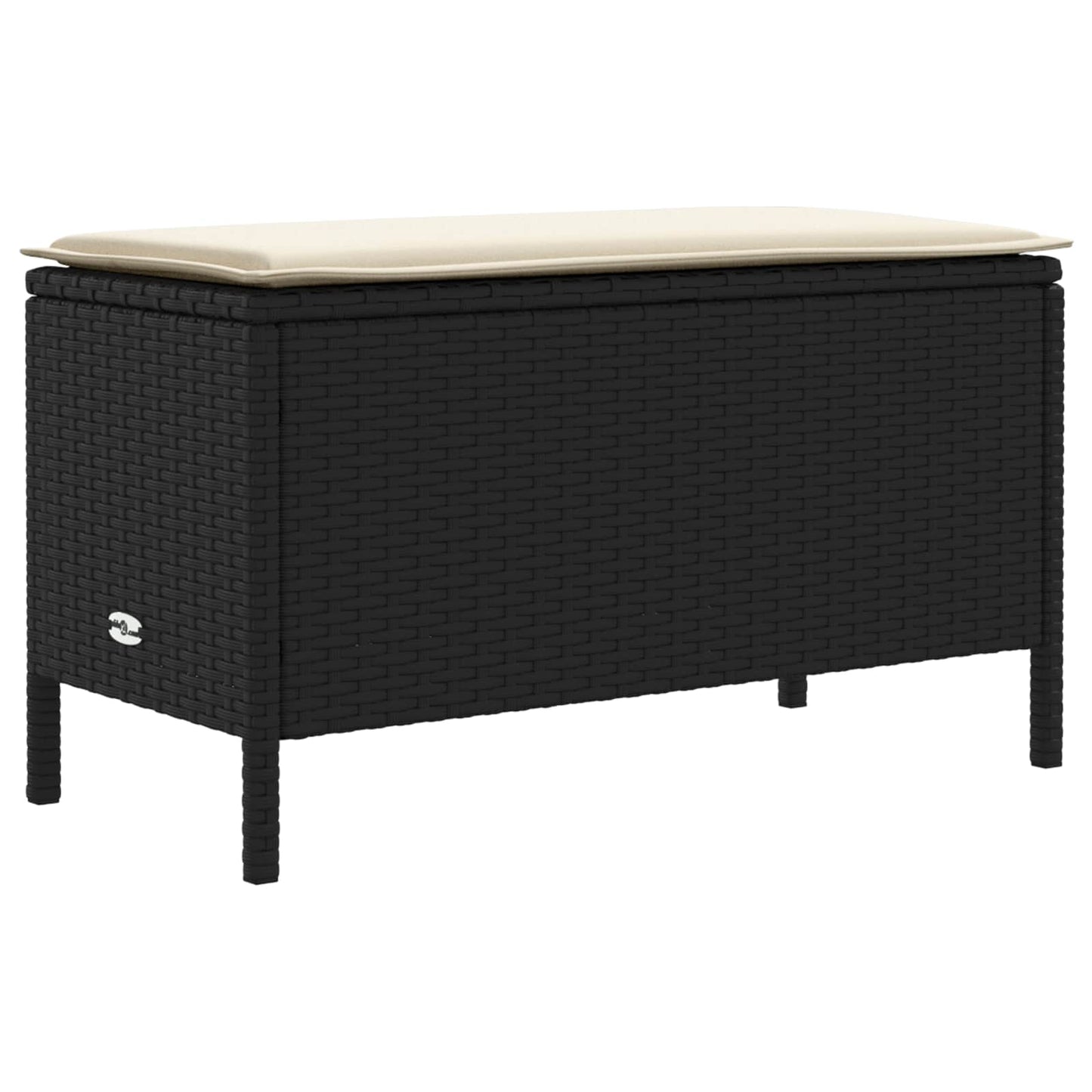Garten-Fußhocker Schwarz und Creme 80 x 38 x 45 cm PE-Rattan