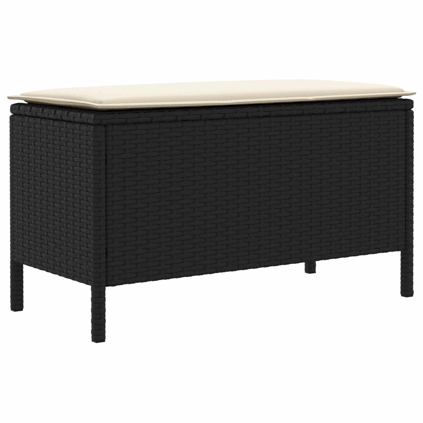 Garten-Fußhocker Schwarz und Creme 80 x 38 x 45 cm PE-Rattan