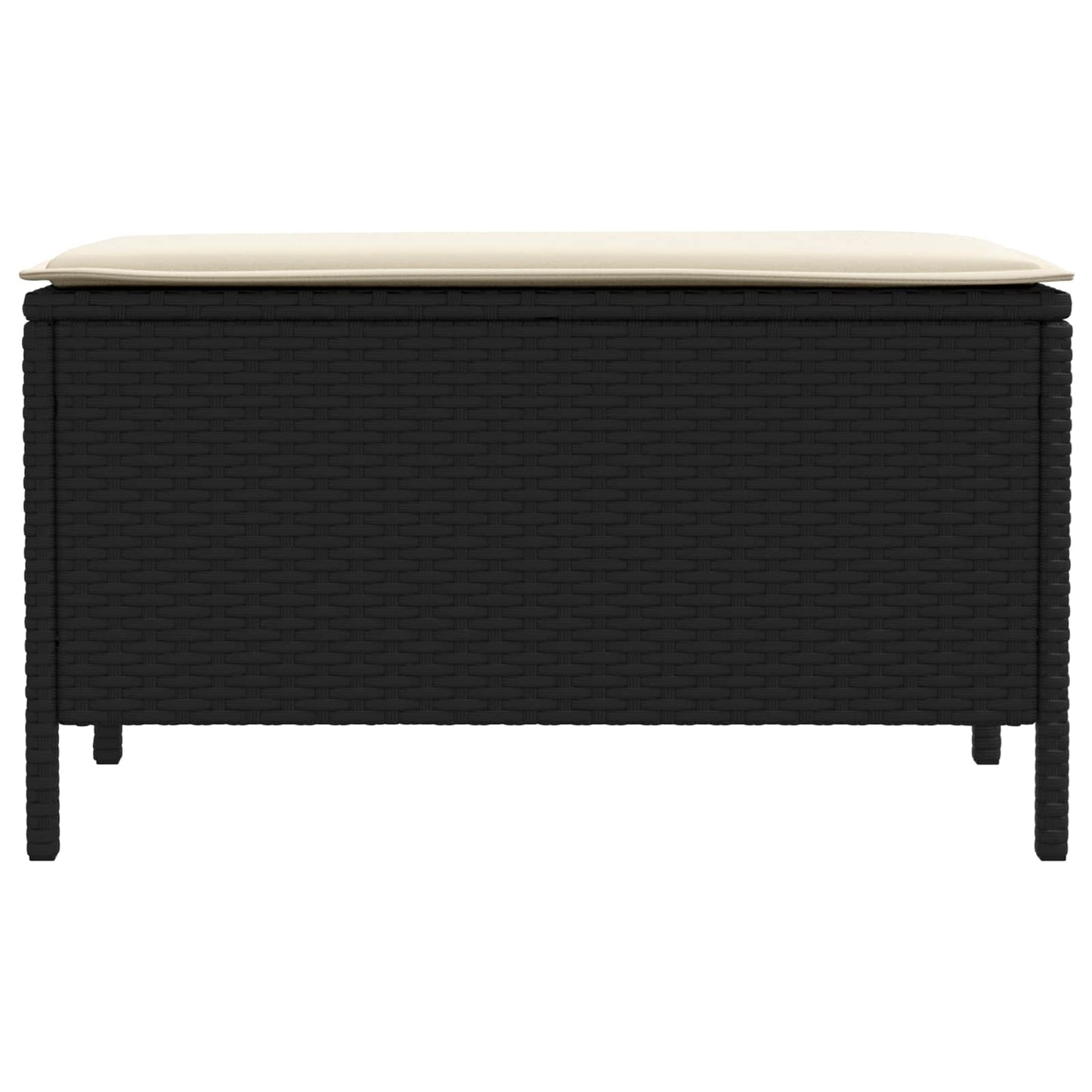 Garten-Fußhocker Schwarz und Creme 80 x 38 x 45 cm PE-Rattan