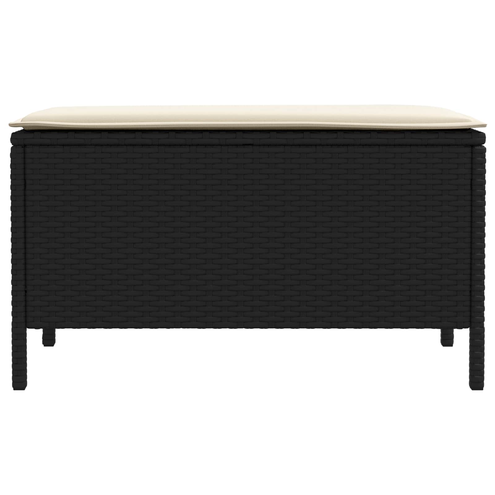 Garten-Fußhocker Schwarz und Creme 80 x 38 x 45 cm PE-Rattan
