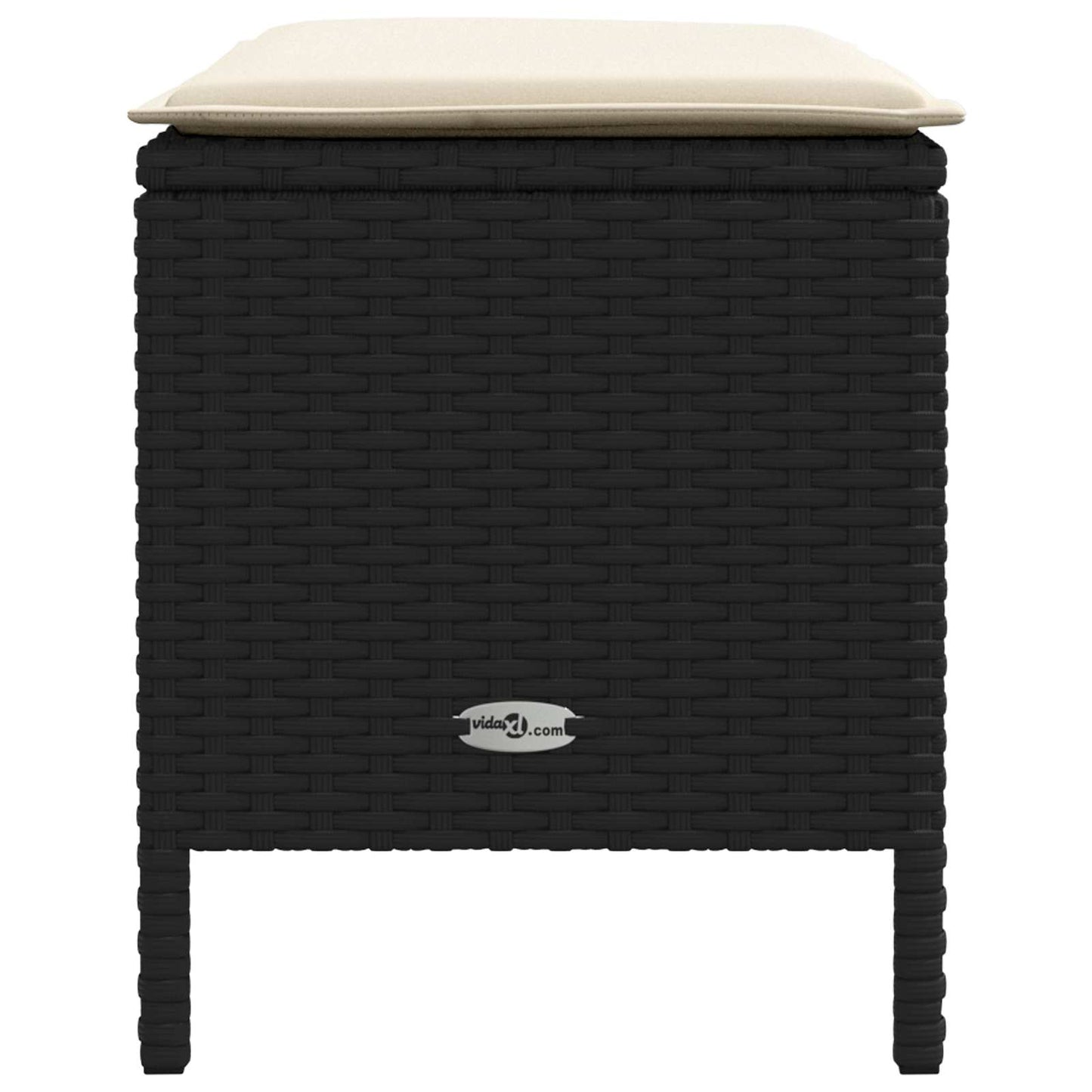 Garten-Fußhocker Schwarz und Creme 80 x 38 x 45 cm PE-Rattan