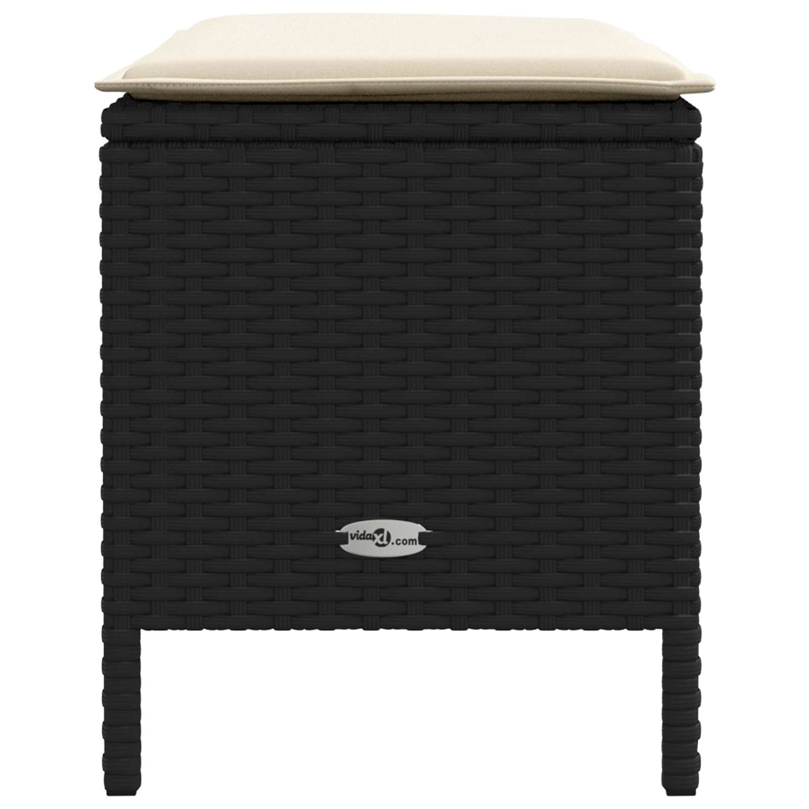 Garten-Fußhocker Schwarz und Creme 80 x 38 x 45 cm PE-Rattan