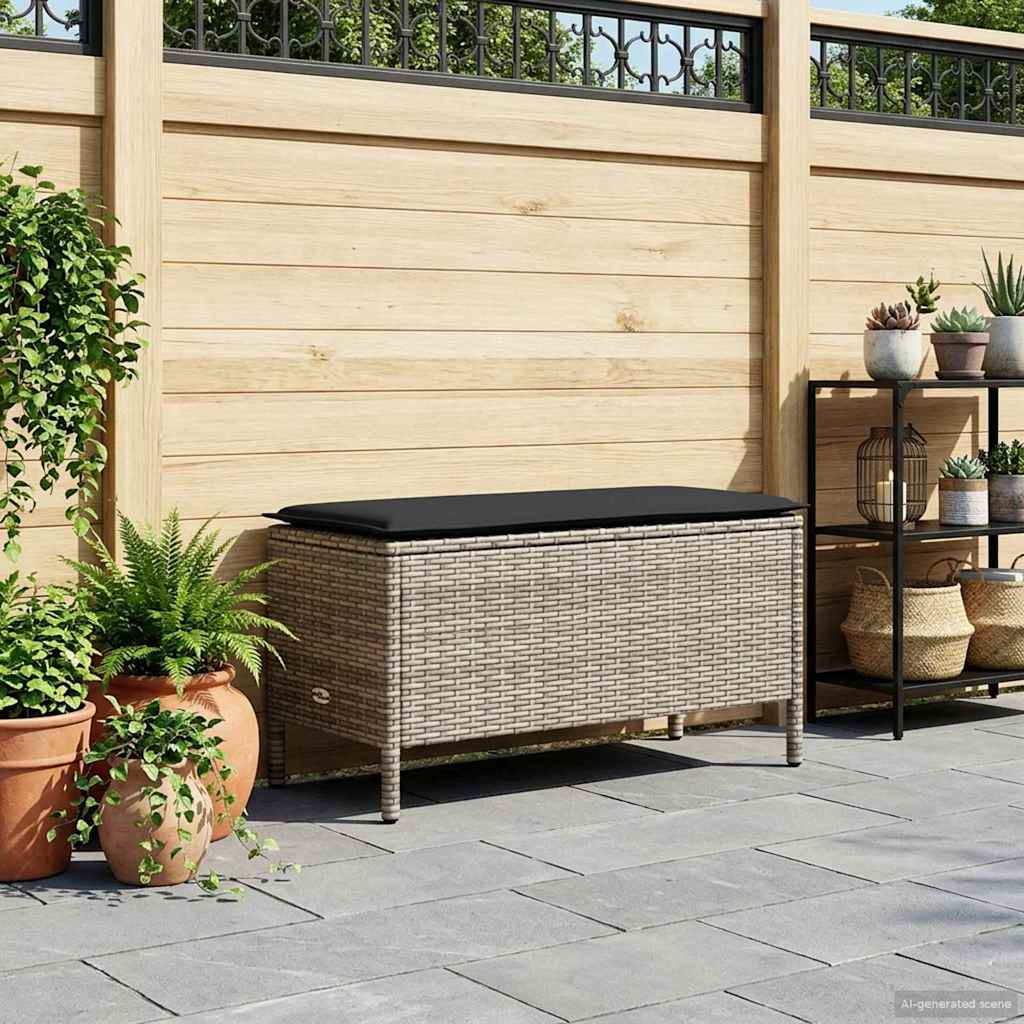 Garten-Fußhocker Grau und Dunkelgrau 80 x 38 x 45 cm PE-Rattan