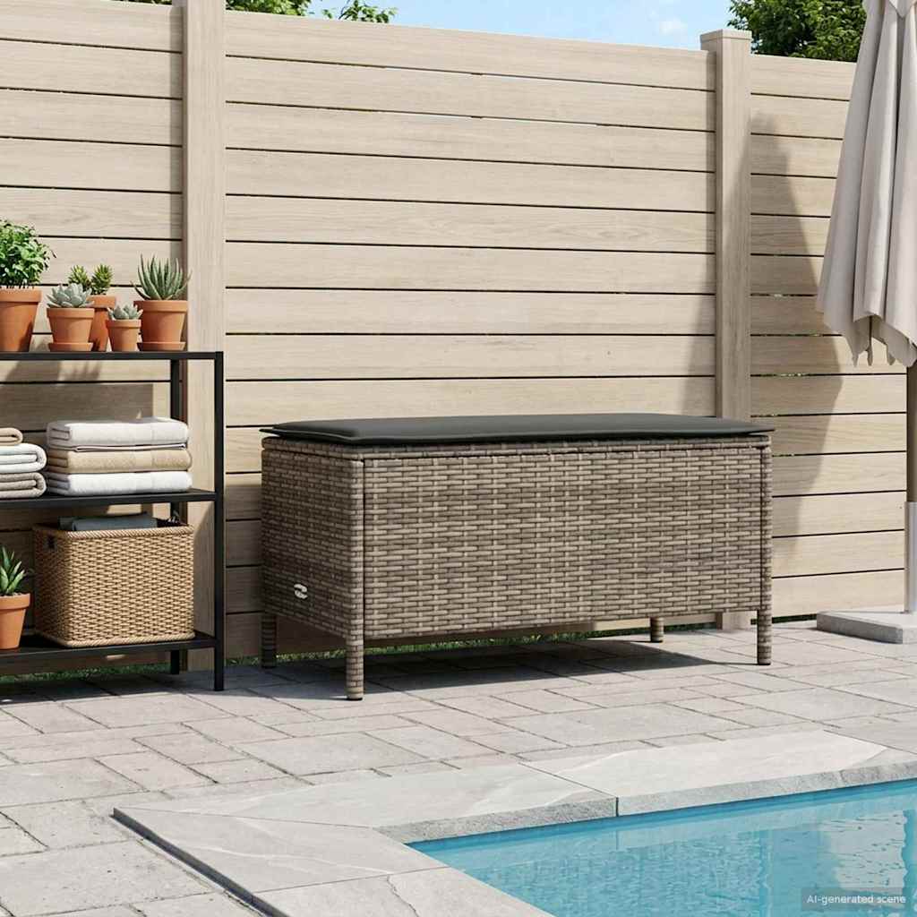 Garten-Fußhocker Grau und Dunkelgrau 80 x 38 x 45 cm PE-Rattan