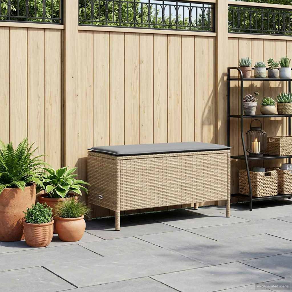 Garten-Fußhocker Beige und Hellgrau 80 x 38 x 42 cm PE-Rattan