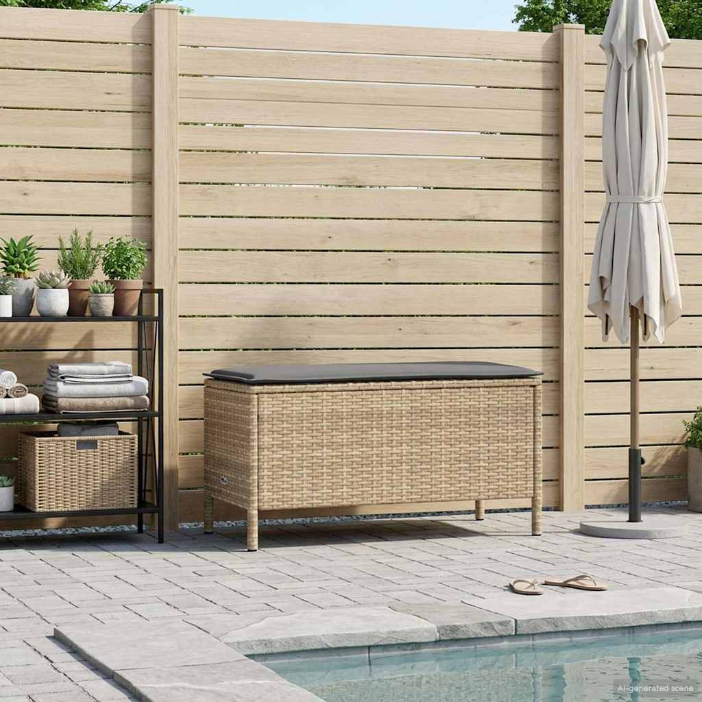 Garten-Fußhocker Beige und Hellgrau 80 x 38 x 42 cm PE-Rattan