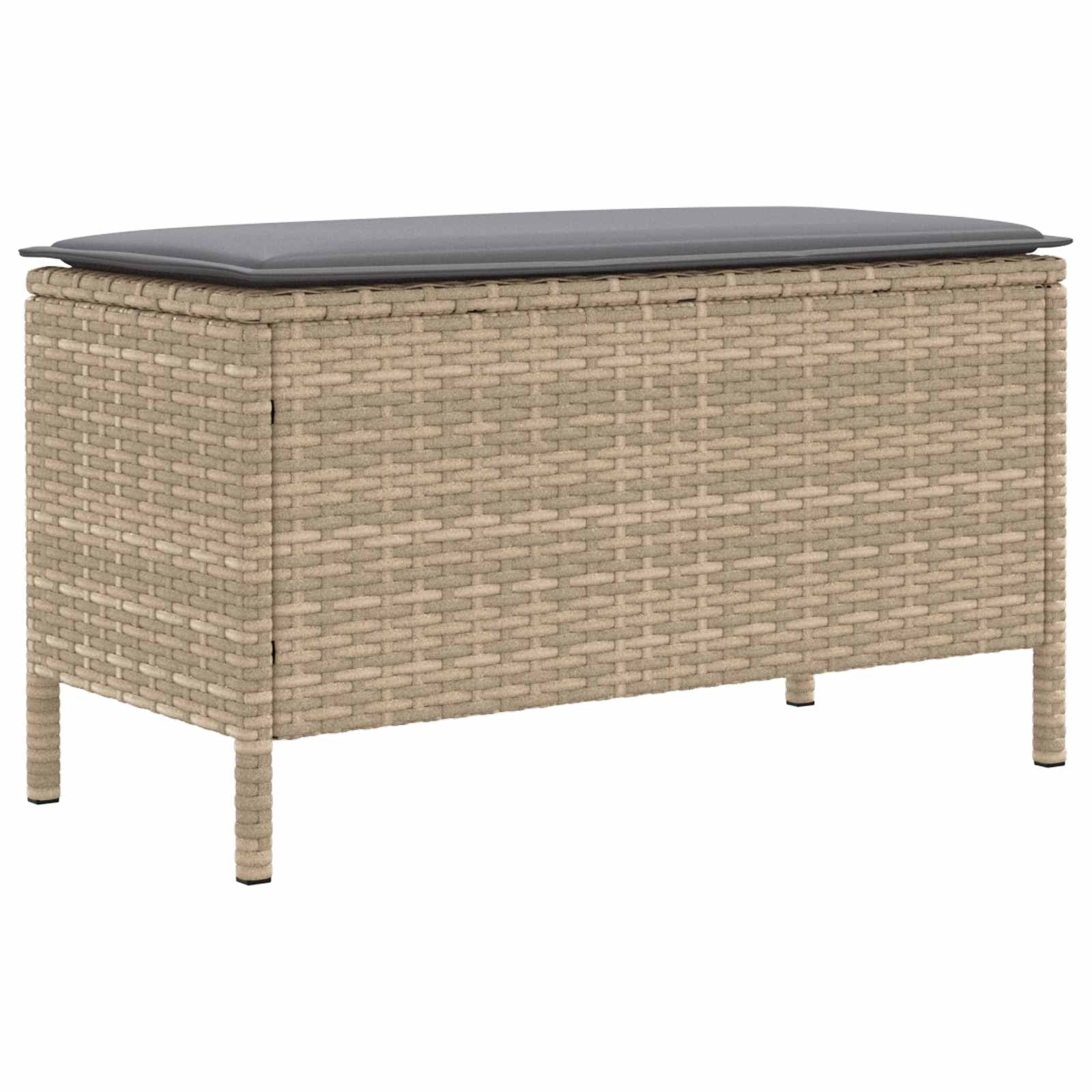 Garten-Fußhocker Beige und Hellgrau 80 x 38 x 42 cm PE-Rattan