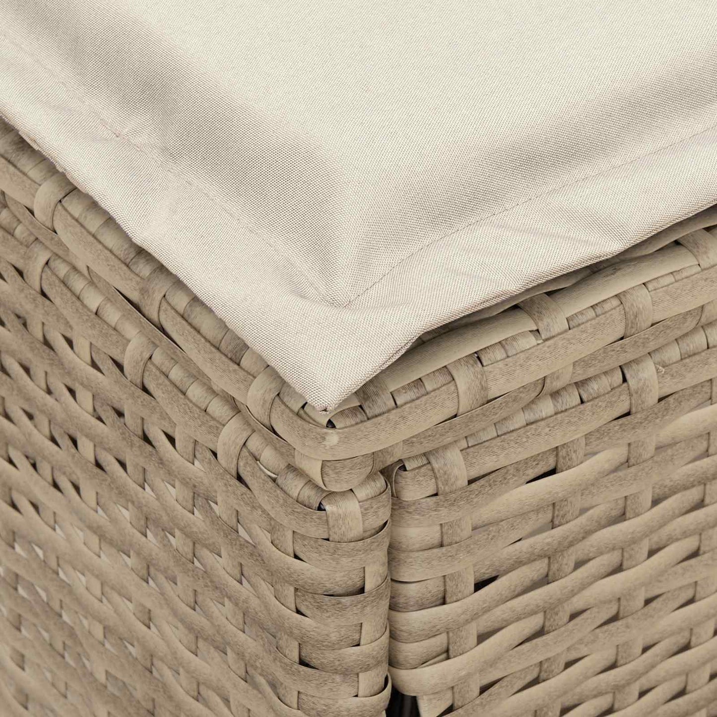 Garten-Fußhocker Beige und Creme 80 x 38 x 42 cm PE-Rattan
