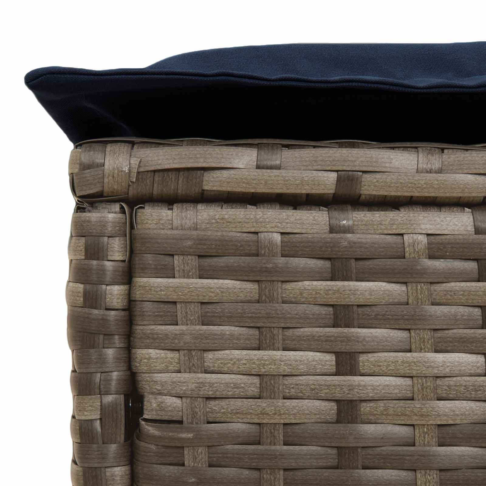 Garten-Fußhocker Grau und Marineblau 80 x 38 x 42 cm PE-Rattan