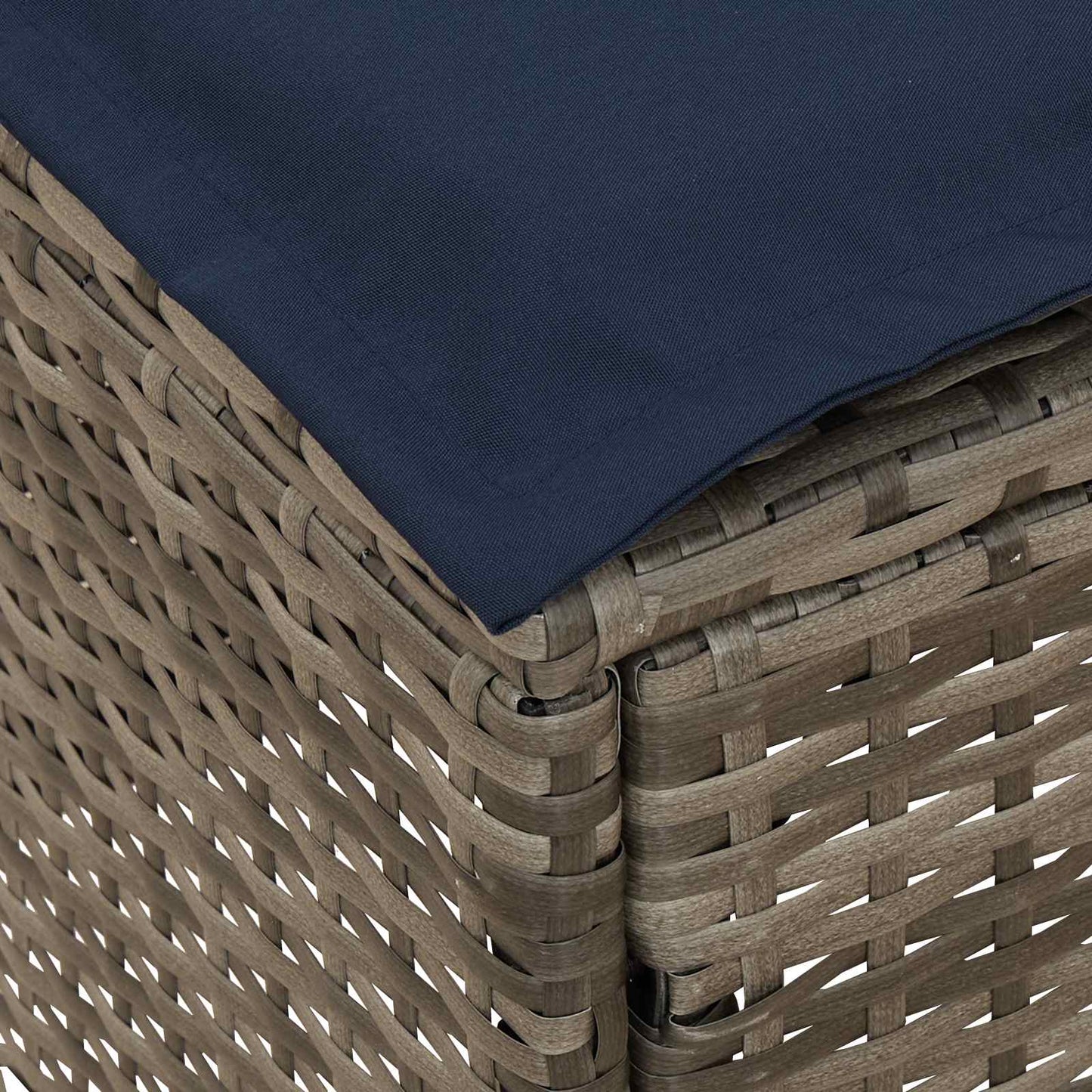 Garten-Fußhocker Grau und Marineblau 80 x 38 x 42 cm PE-Rattan