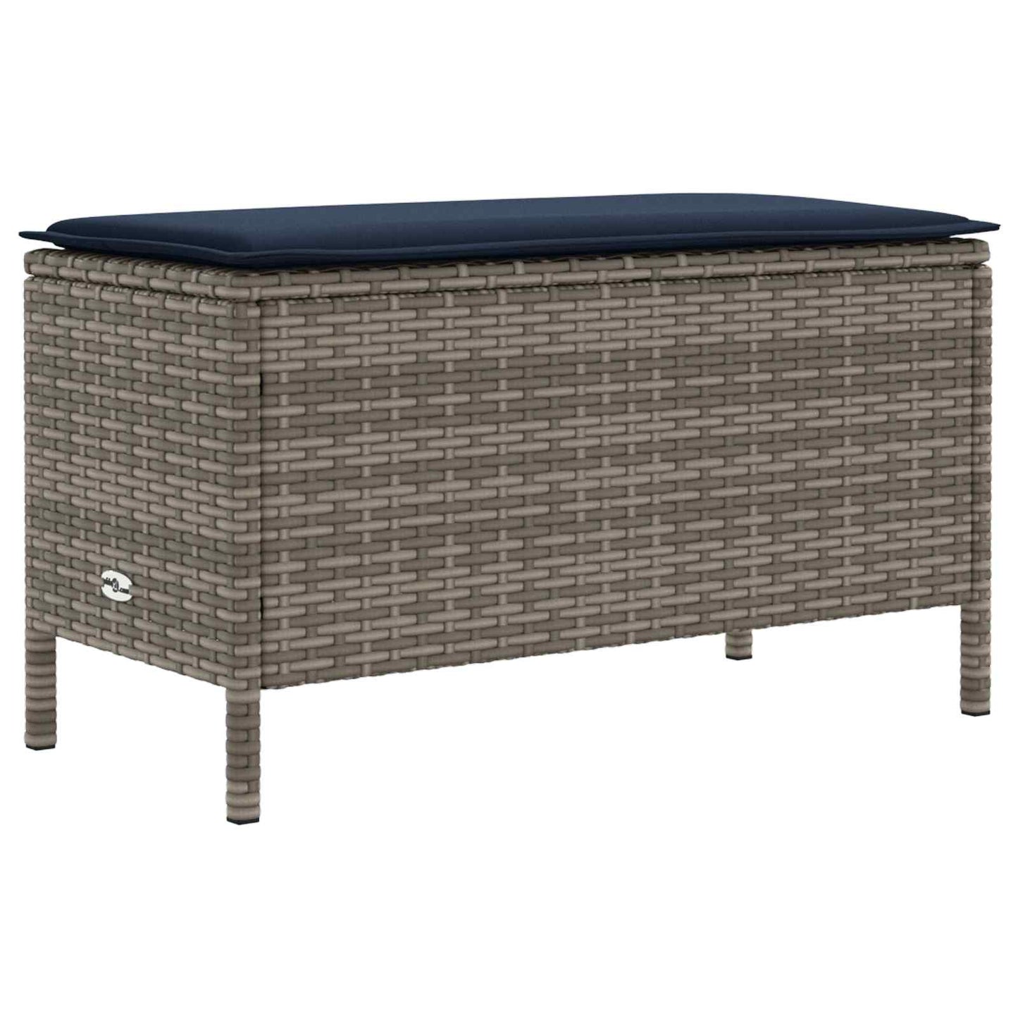 Garten-Fußhocker Grau und Marineblau 80 x 38 x 42 cm PE-Rattan