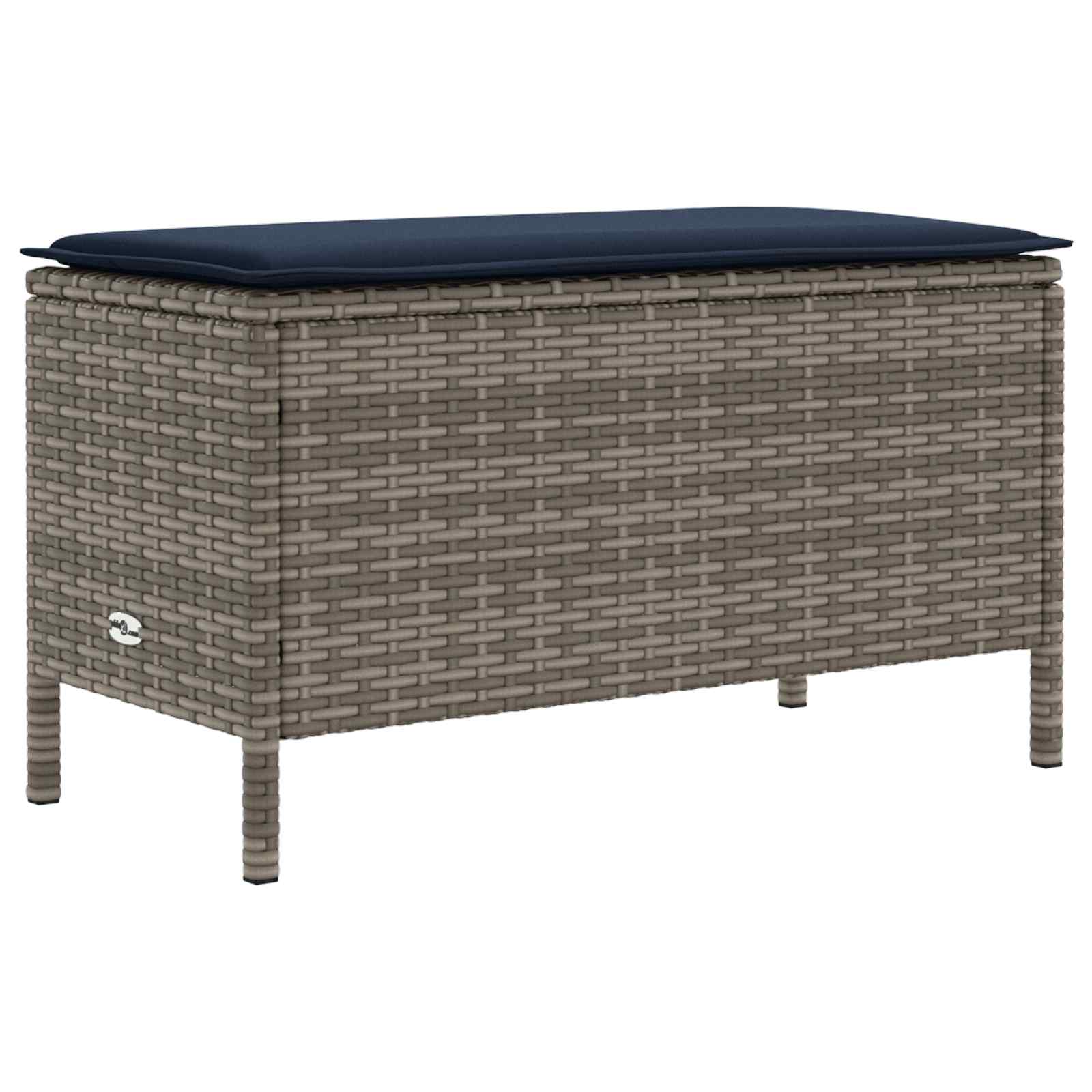 Garten-Fußhocker Grau und Marineblau 80 x 38 x 42 cm PE-Rattan